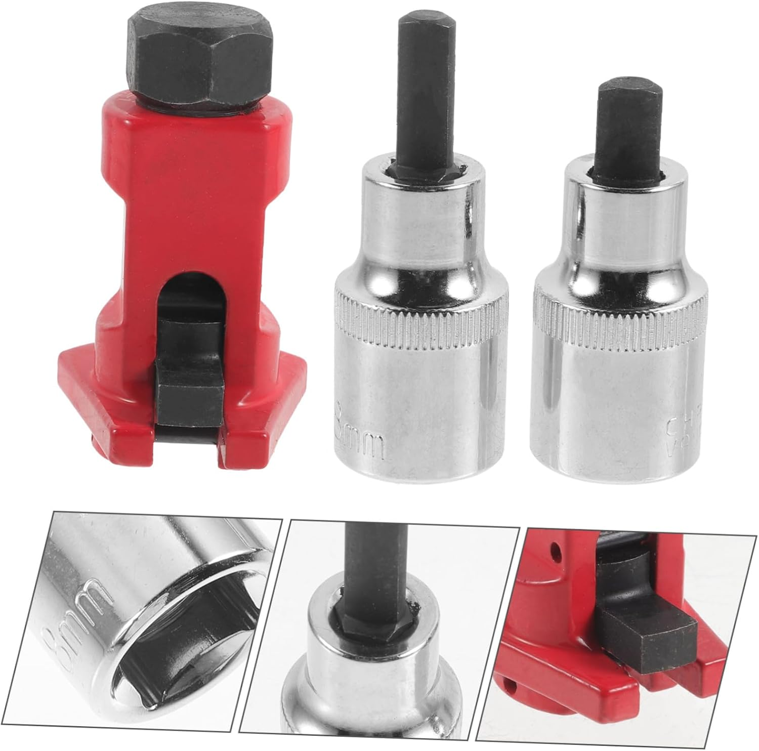 Veemoon 3Pcs Car Shock Absorber Remover Strut Spreader Tool Set Red Suspension Strut Separating Socket for Automotive Suspension Arm Repair