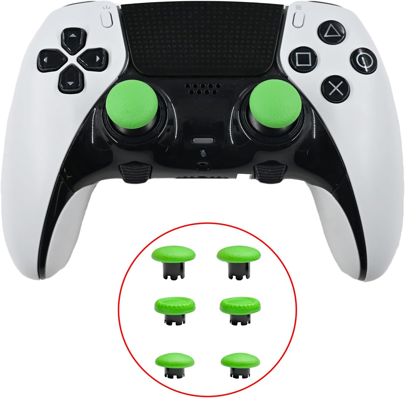 Thumbsticks for PS5 Edge Controller, Thumbsticks Paddles Replacement for PS5 Dualsense Controller, 6 in 1 Accessories Parts for PS5 Dualsense Edge Controller Analog Joystick Repair Kit (Green) image number 5