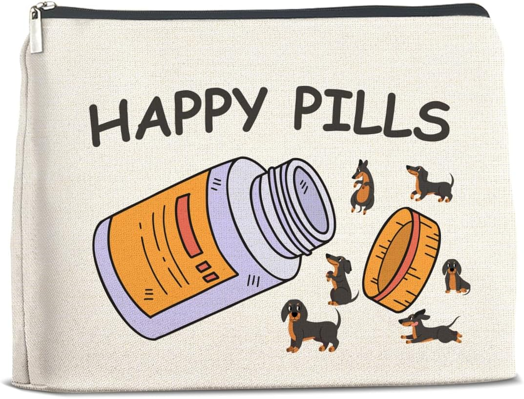 Lyogao Medicine Makeup Bag Gift for Dog Lover Dachshund Happy Pills Cosmetic Bag, Nurse Practitioner Gifts for Pharmacist RX Pharmacy Technician Vet Tech Veterinarian image number 4