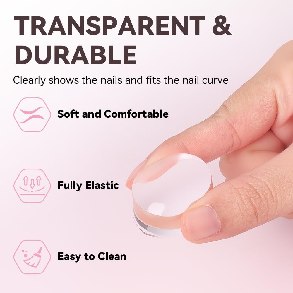 LOPHE Nail Stamp, 4 Pieces Silicone Nail Stamps with Scraper, French Nails Stamper Nail Stamp, Nail Art Accessories for the Perfect French Look image number 1