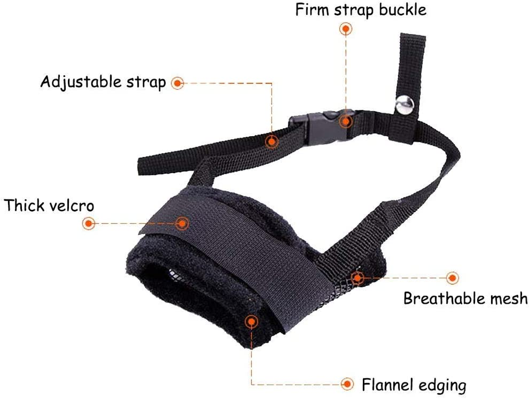 Muzzle for Dogs - Adjustable Soft Dog Muzzle for Small Medium Large Dog, Air Mesh Training Dog Muzzles for Biting Barking Chewing - Breathable Mesh & Soft Flannel Protects Dog Mouth Cover image number 5