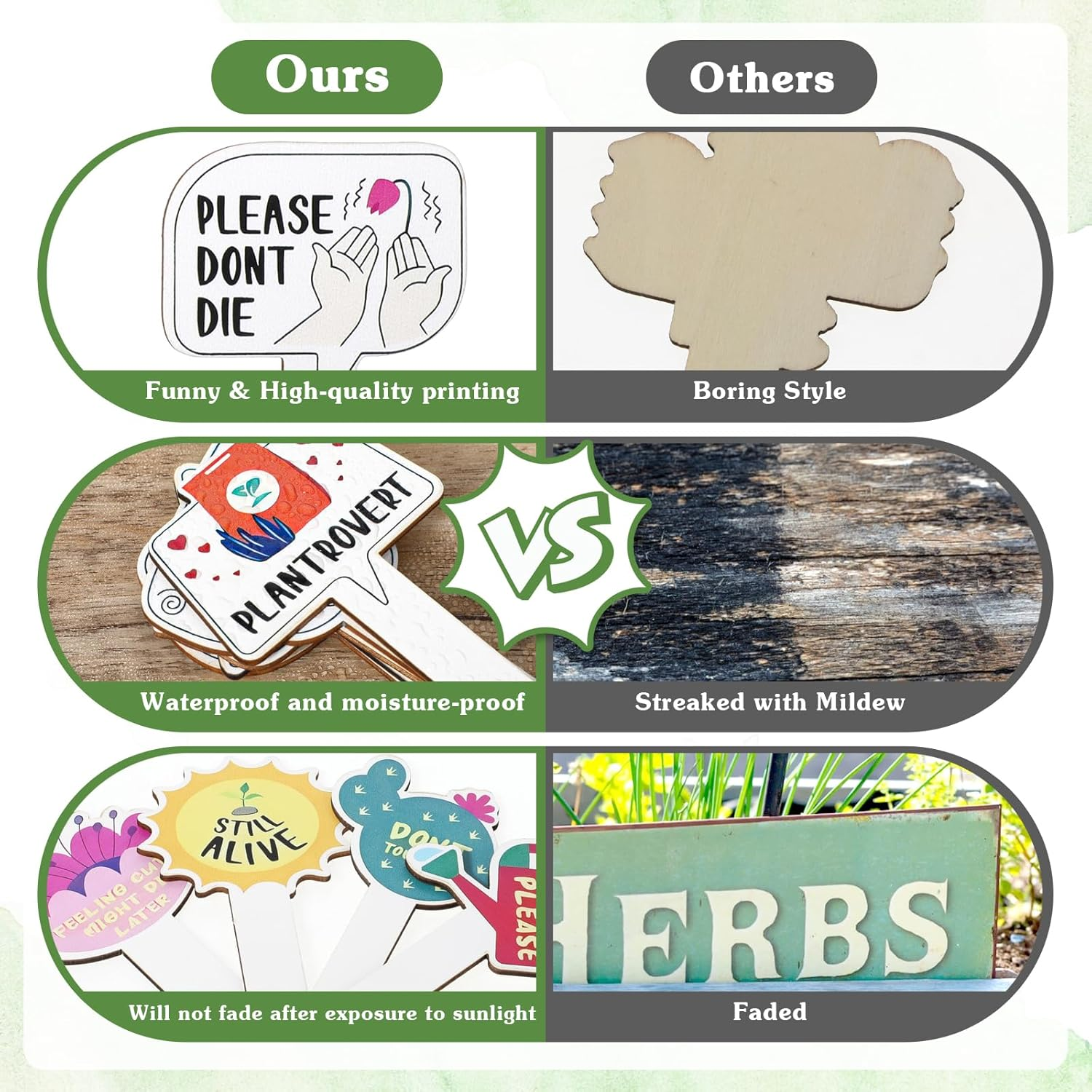 GEEHUA 15Pcs Funny Wooden Plant Markers, Garden Plant Labels Tab Cute Patterns Plant Signs for Succulent Flowers Greenery Seedling Plants Waterproof Plant Tags for Outdoor Indoor Patio Supplies image number 5