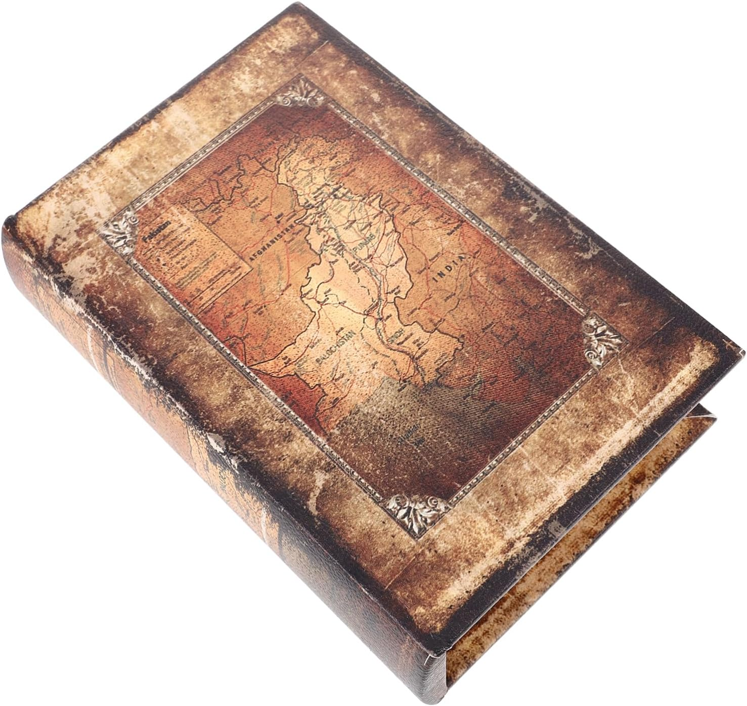 Vintage Book Shaped Box Small Size Decorative Storage Organizer Simulation Book Box Home Ornament Vintage Nautical Map Design image number 2