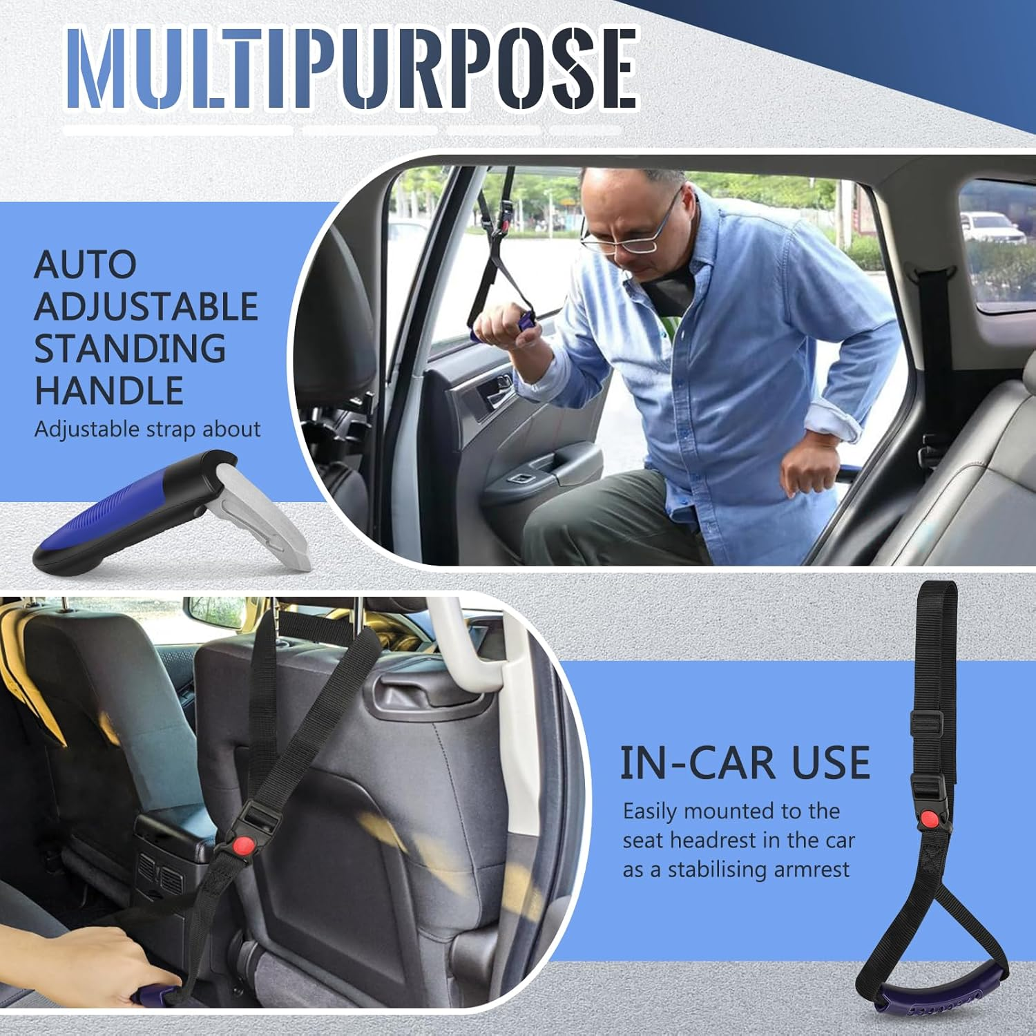 Milifox 2Pcs Car Support Assist Handle for Elderly Portable 2 in 1 Automotive Door Assistance Strap Antislip Window Breaker for Getting in and Out of Vehicle image number 4