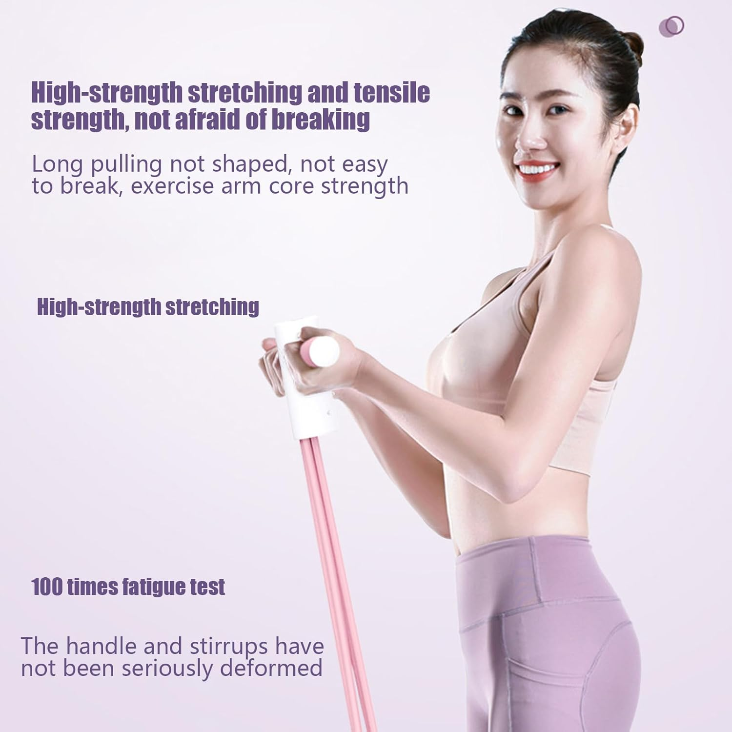 Gihioue Pedal Tension Rope, Elastic Yoga Strap Resistance Bands Voice Count, Multifunction Leg and Abdominal Trainer Equipment for Adult Teenager Sports Lovers Sit Up - Purple image number 6