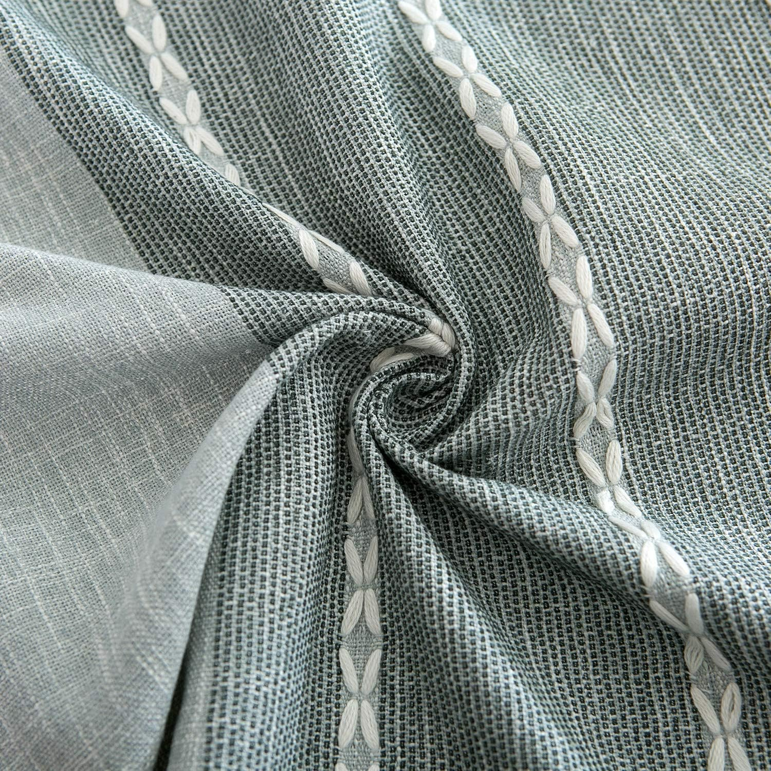 Colorbird Stitching Tassel Tablecloth Heavy Weight Cotton Linen Dust-Proof Table Cover for Kitchen Dinning Tabletop Decoration (Round, 60 Inch, Grey)