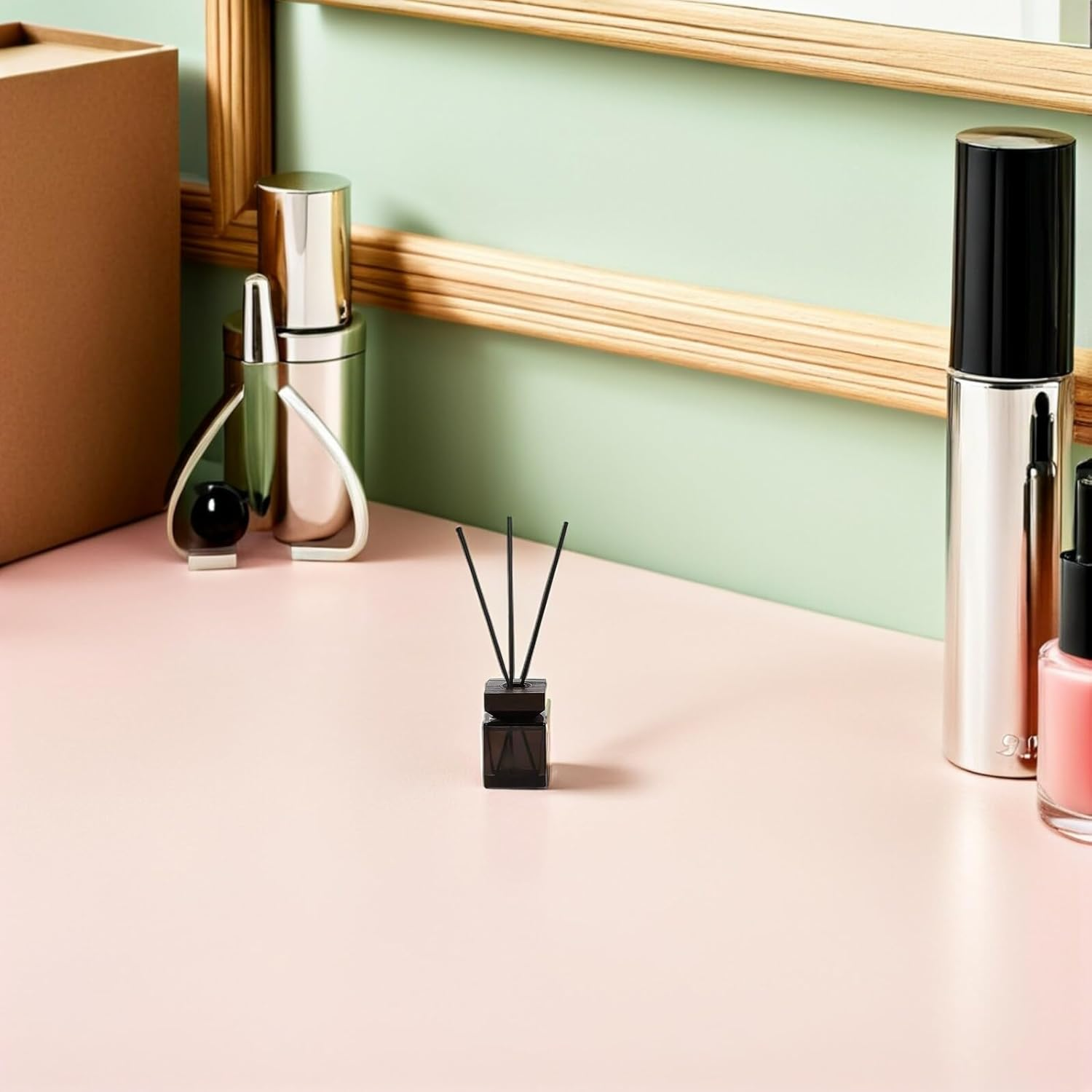 Rattan Aroma Diffuser Bottle Set 100Ml Glass Container with White Wax Wood Lid and Reed Sticks Fire-Free Aromatherapy for Home Fragrance Decoration image number 3