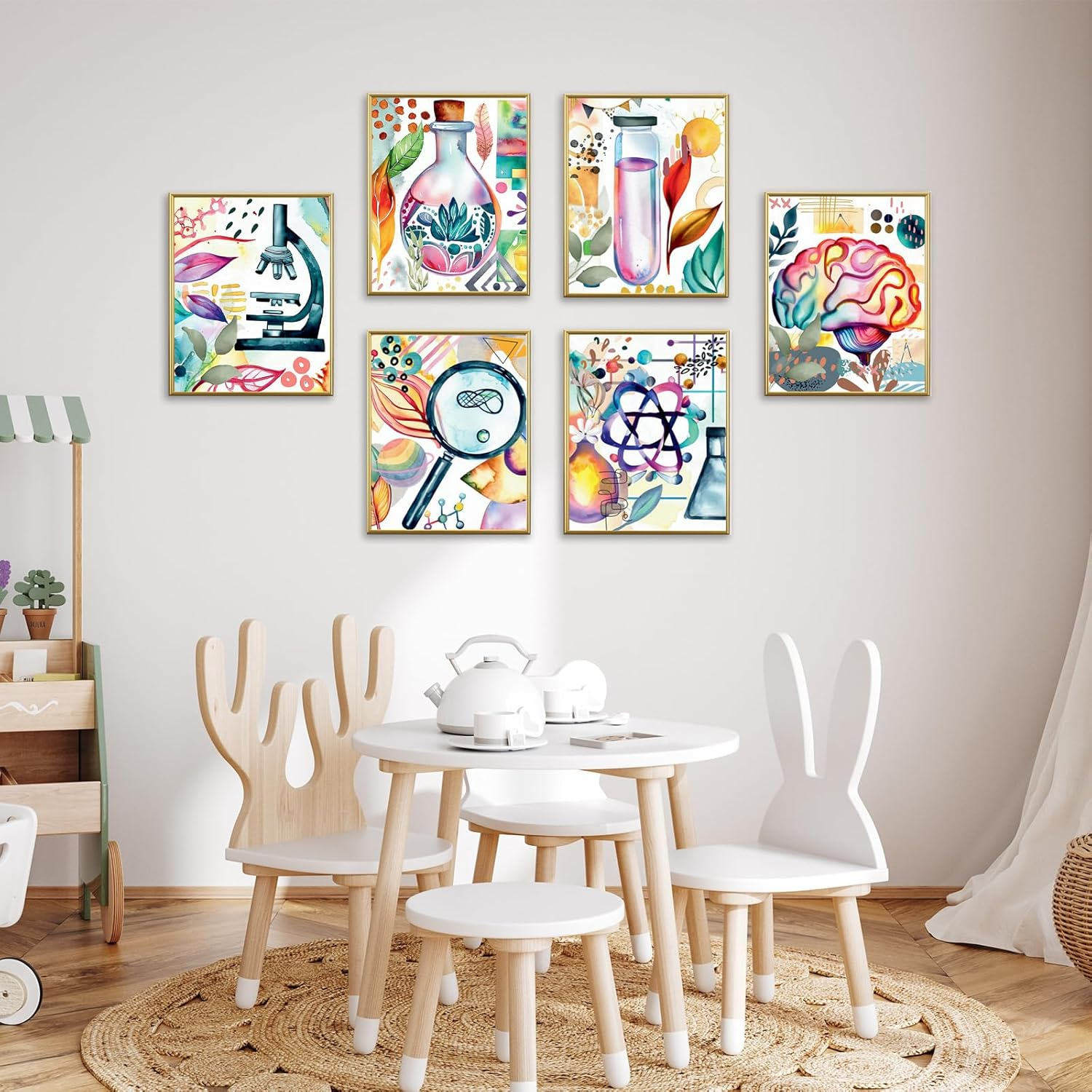 Science Wall Prints Boho Watercolor Posters for Classroom Must Have Decor,Set of Biology Chemistry Science Wall Art Posters for Pre School Elementary Middle School Daycare Bulletin Board Decor image number 2