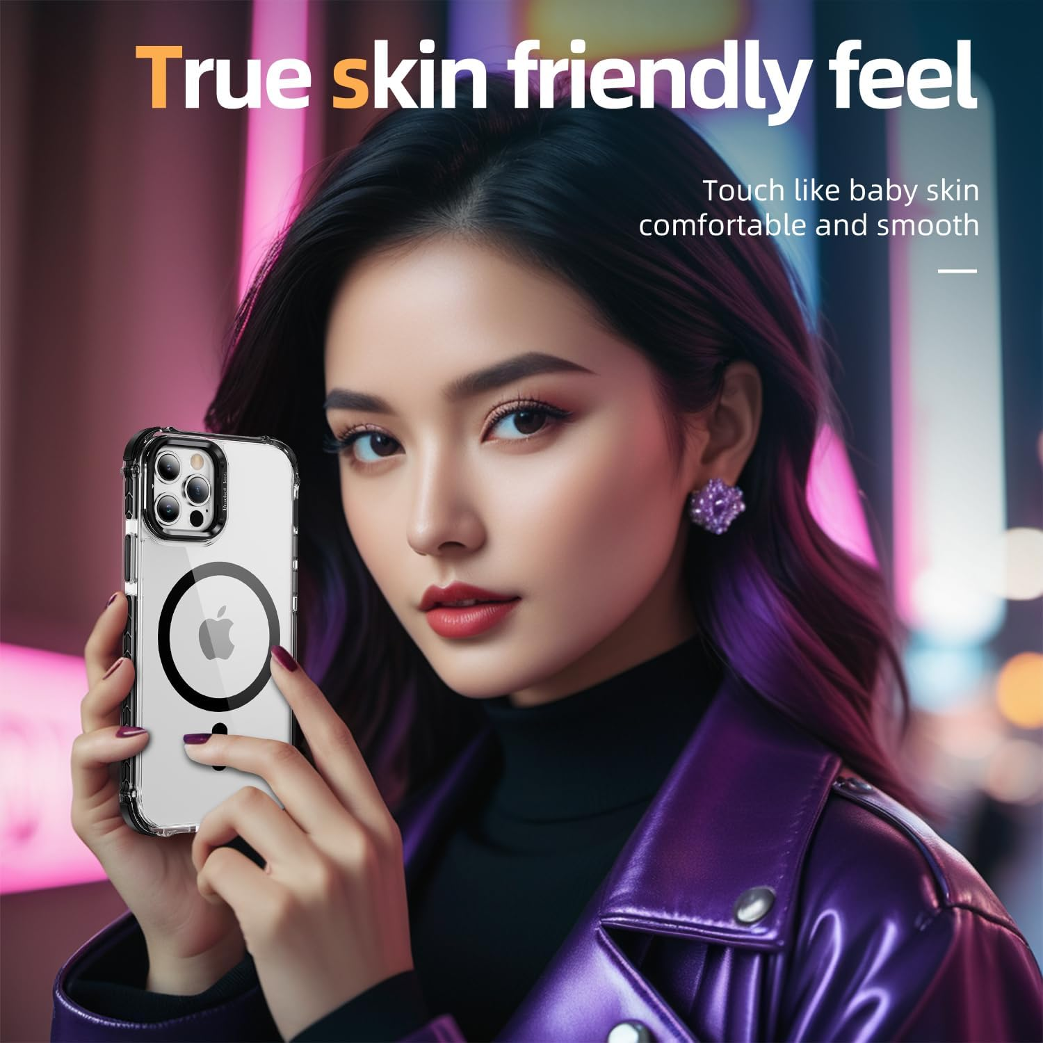 For Iphone 13 Case,For Iphone 14 Case with Metal Camera Stand,Magnetic High-Transparency Full Protection Shockproof Cover for Iphone 13/14 (Black)