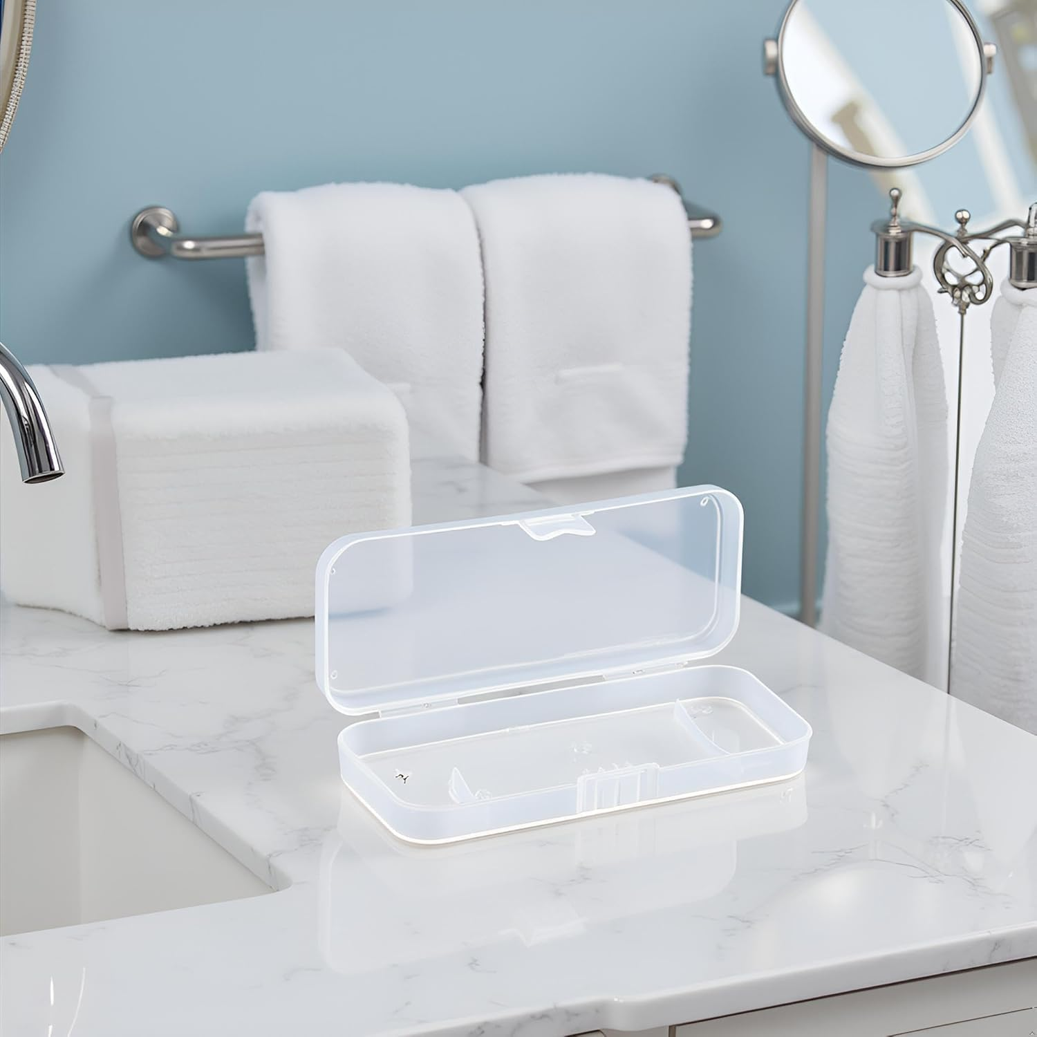 Ssmmam Transparent Shaving Box for Shaver Razor, Razor Protector Plastic Box Cover Container Storage for Manual Razor, Shaving Accessories image number 1