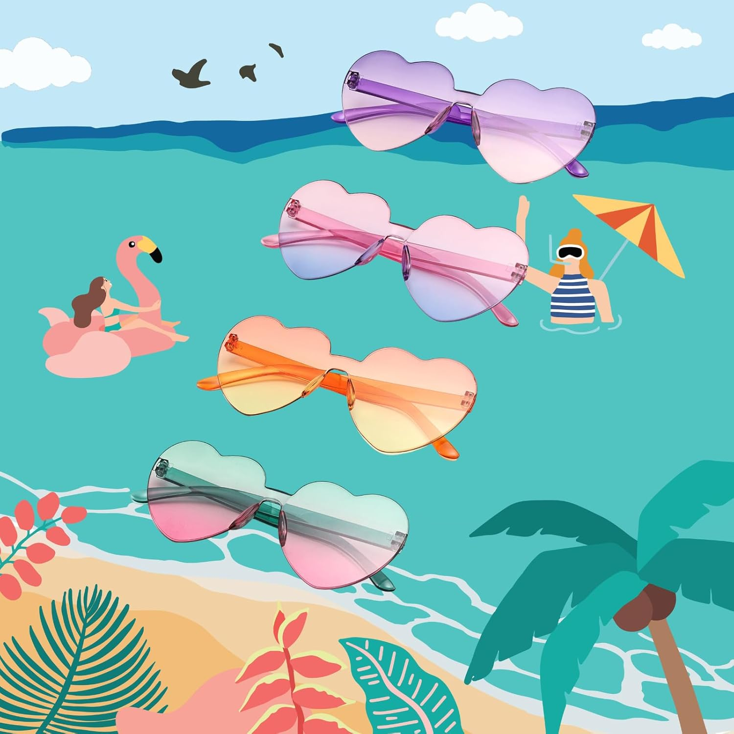 4 Pairs Heart Shape Party Glasses Funny Fancy Novelty Party Bag Filler Favors Creative Costume Party Supplies Decoration for Kids and Adults Photo Booth Props image number 2