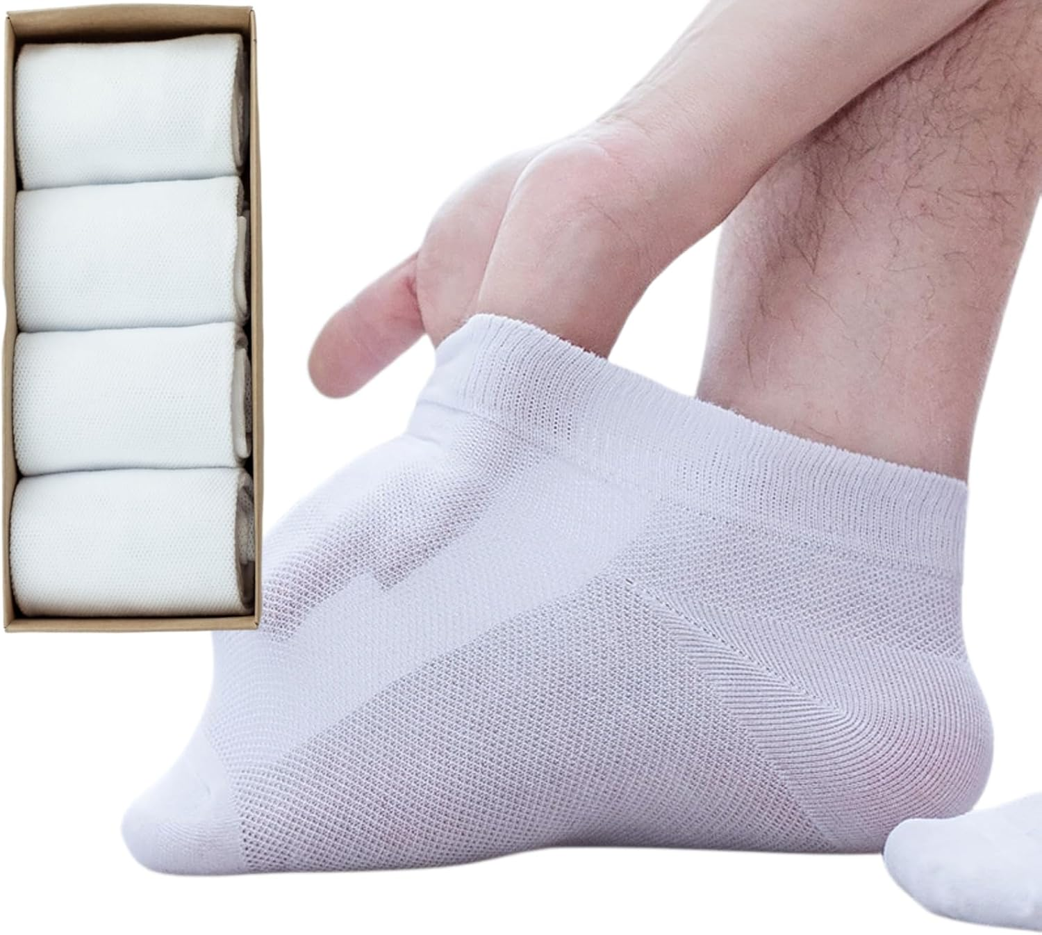 4 Pack Diabetic Ankle Socks Extra Wide Super Soft Thin Non-Binding Top Edema Summer Socks for Swollen Feet Unisex