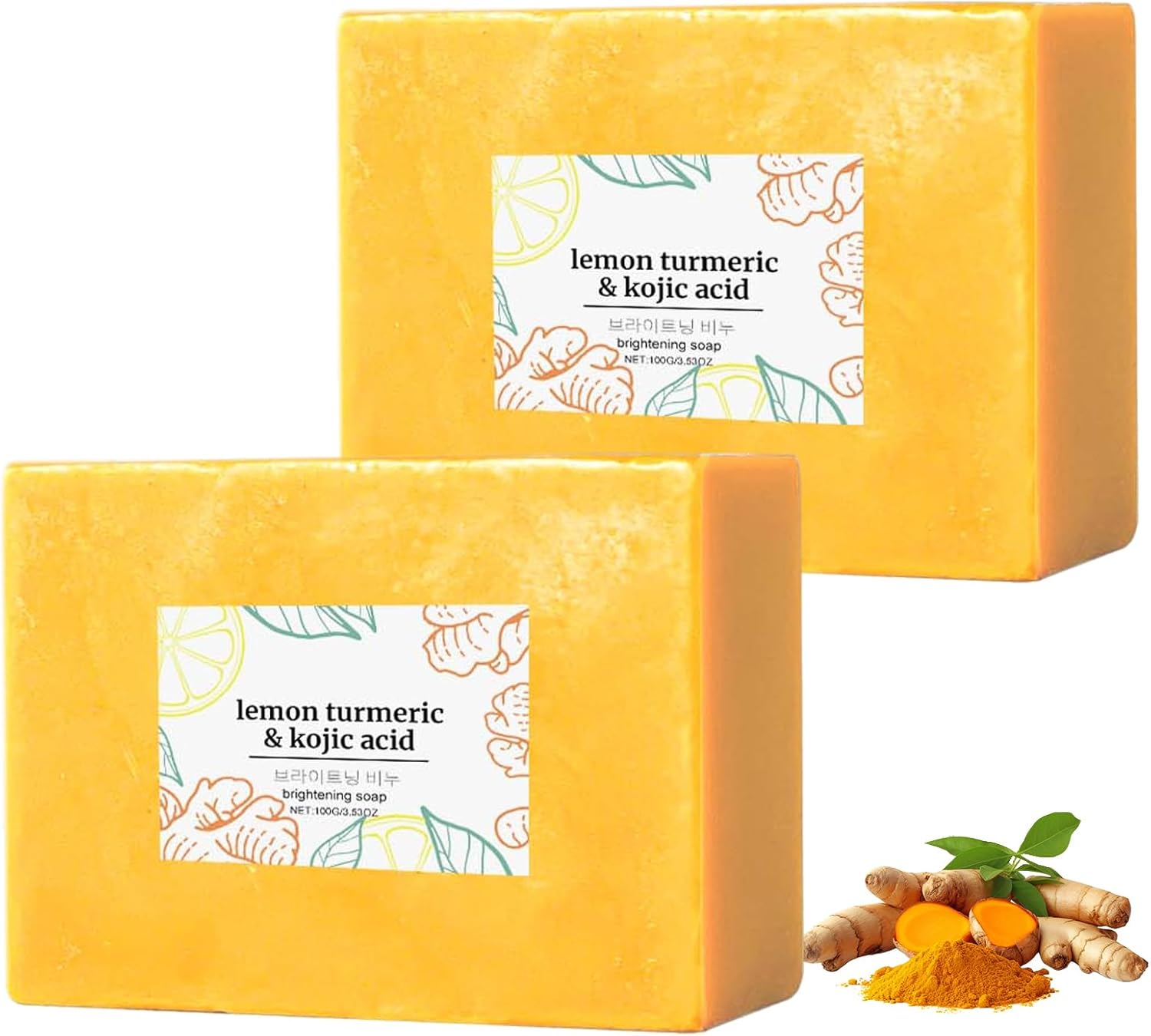 Scentric Glow Soap, Lemon Turmeric Kojic Acid Soap, Turmeric Soap for Dark Spots, Melanin Turmeric Soap for Face and Body, Moisturizing Deep Cleansing for Women & Men, Turmeric Lemon Soap (1Pcs)