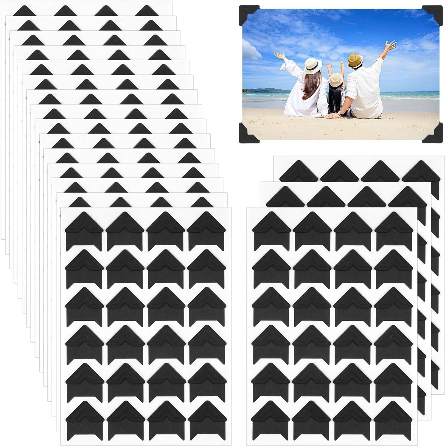 432 Pcs Photo Corners, Self Adhesive Picture Corners, Acid Free Corner Stickers for Scrapbooking, Photo Mounting Corners for DIY Scrapbook, Photo Album, Memory Books(Black)