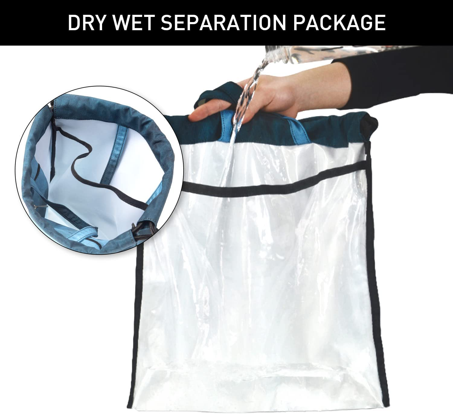 Drawstring Swim Bag - Waterproof Backpack with Separated Wet and Dry Storage Pockets, Lightweight String Bag for Beach, Travel, Pool or Gym Bag, Designed in Australia image number 1