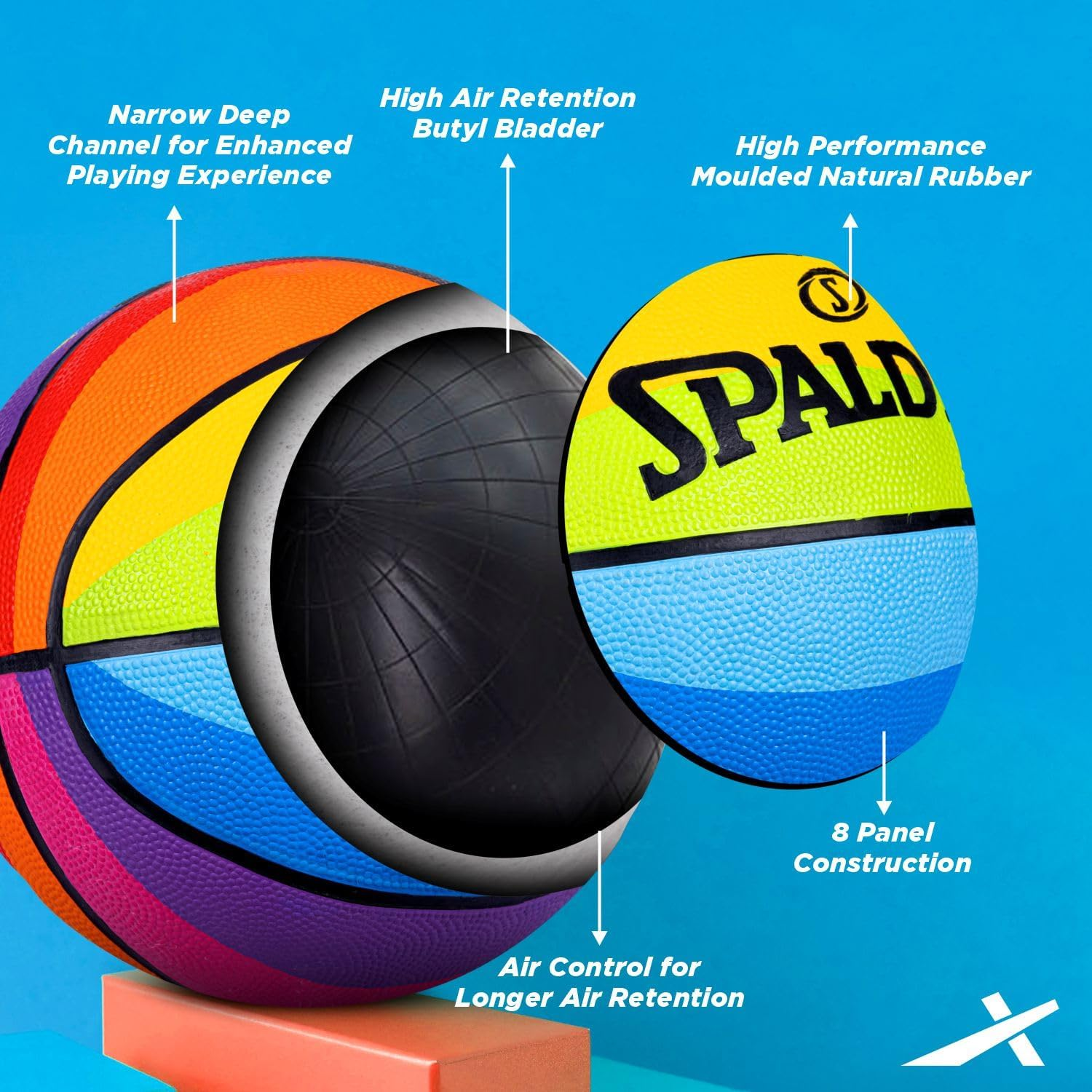 Spalding Rainbow Outdoor Basketball, Size 7 image number 3