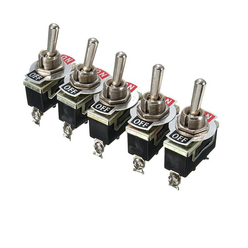 AIMALL 5X Waterproof Toggle Flick Switch 250V On/Off Car Dash Light Metal 12 Volt Boot, SPST 2Pin Heavy Duty, 15A Rocker Toggle, 1.14X0.63X2.2 Inches image number 5
