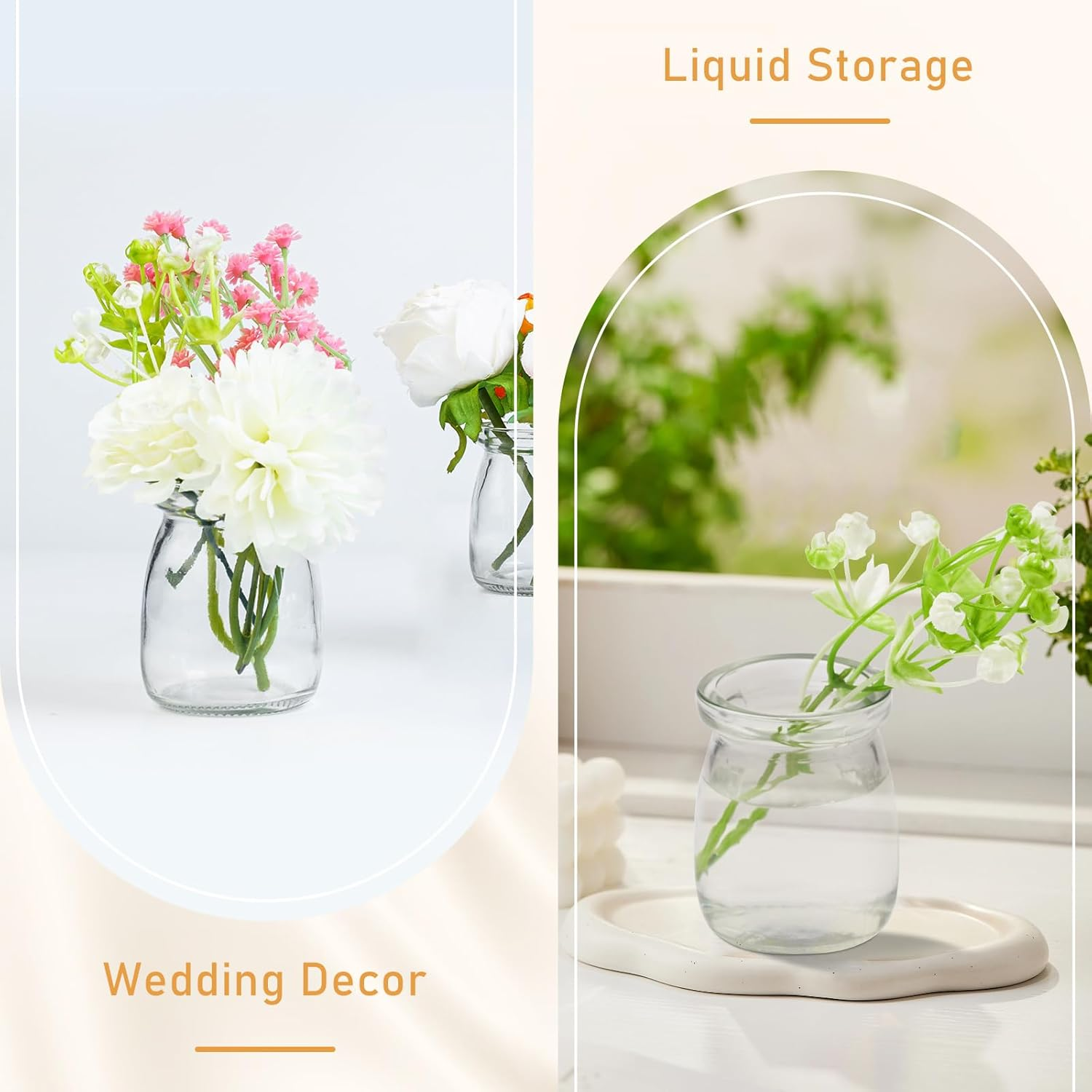 FJNATINH 4PCS Empty Glass Jars with Cork Stoppers Clear Glass Bottle Mini Vases Jars Message Wish Bottle for DIY Art Crafts Projects Decoration Party Supplies Wedding(Pudding Shape) image number 4