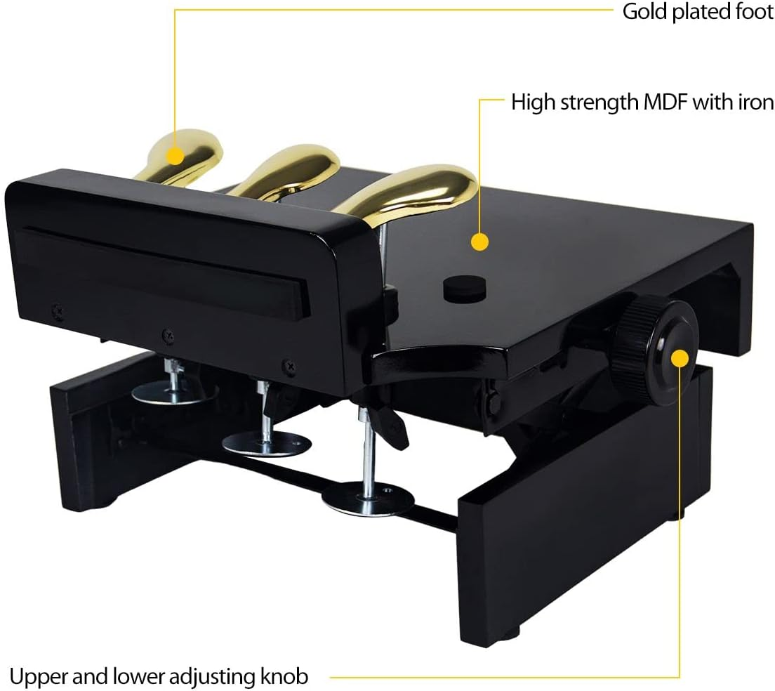 Melodic Piano Pedal Extender Bench Footstool Platform for Kids with 3 Pedals Height Adjustable Black image number 4