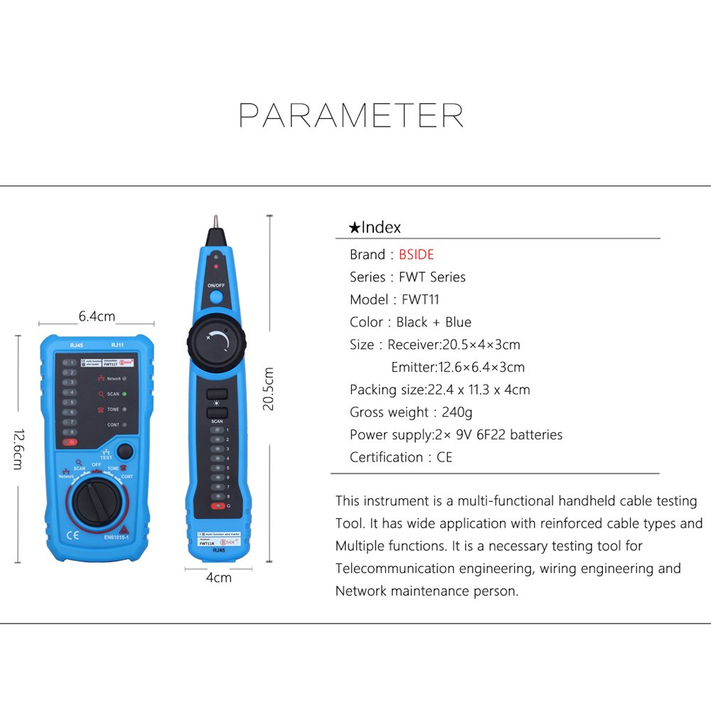 Line Finder, Eacam Multi-Functional Handheld Wire Tester Tracker, Line Finder Cable Testing Tool for Network Maintenance image number 1