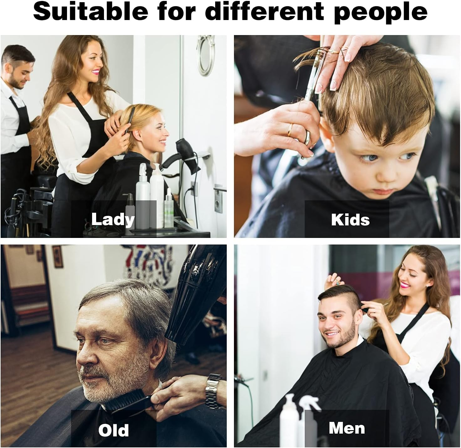 Professional Salon Barber Cape, Hairdressing Waterproof Hair Cutting Cape with Adjustable Snap Closure,Hairdressing Salon Cape,Salon Equipment for Hair Stylist and Home Usehaircut Cape,Black