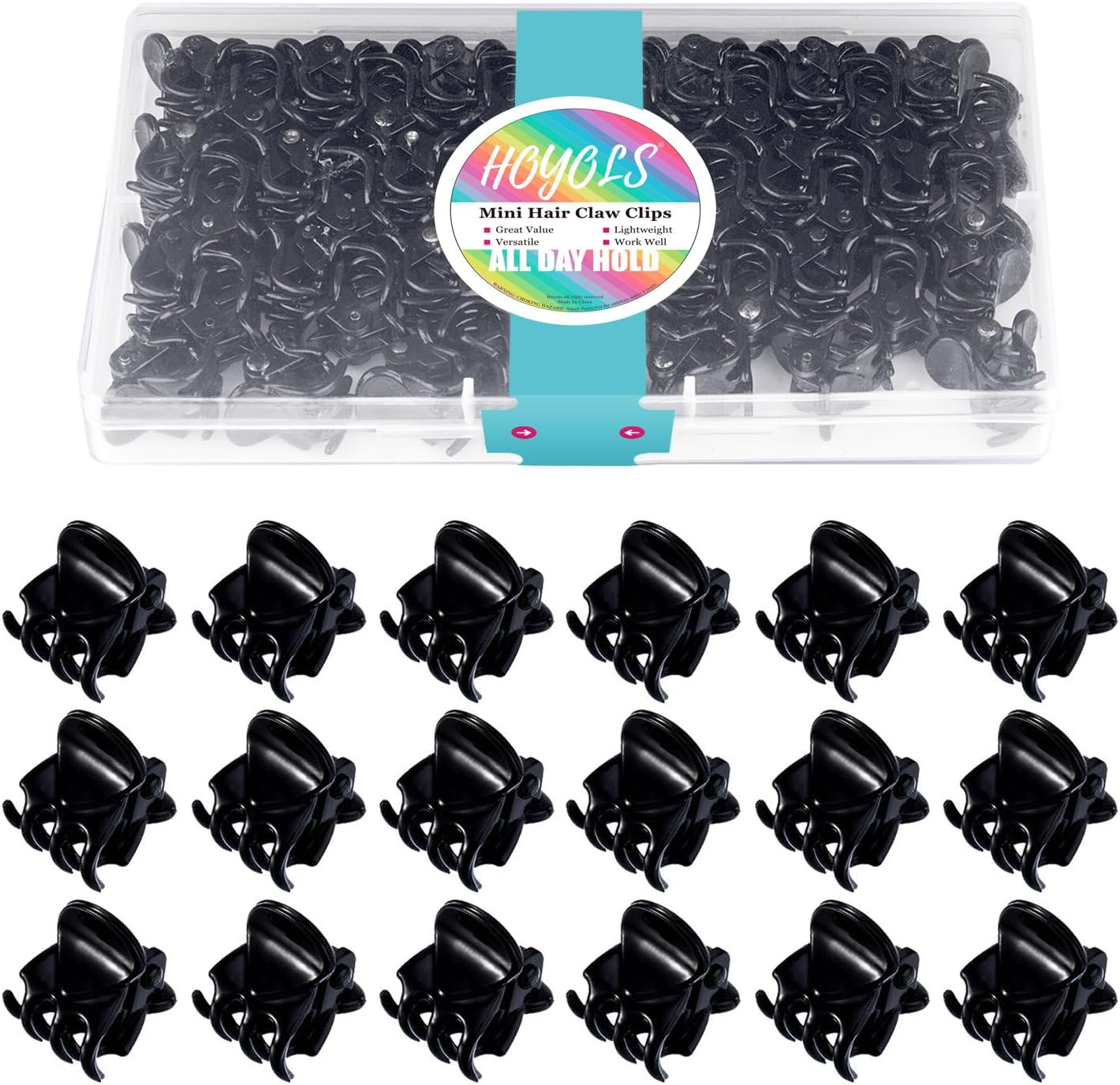 Hoyols Clear Small Hair Clips, Mini Claw Clips for Hair Strong Grip Plastic Tiny Jaw Cute Accessories No Slip for Women Girl Short Thick Hair 48 Pcs