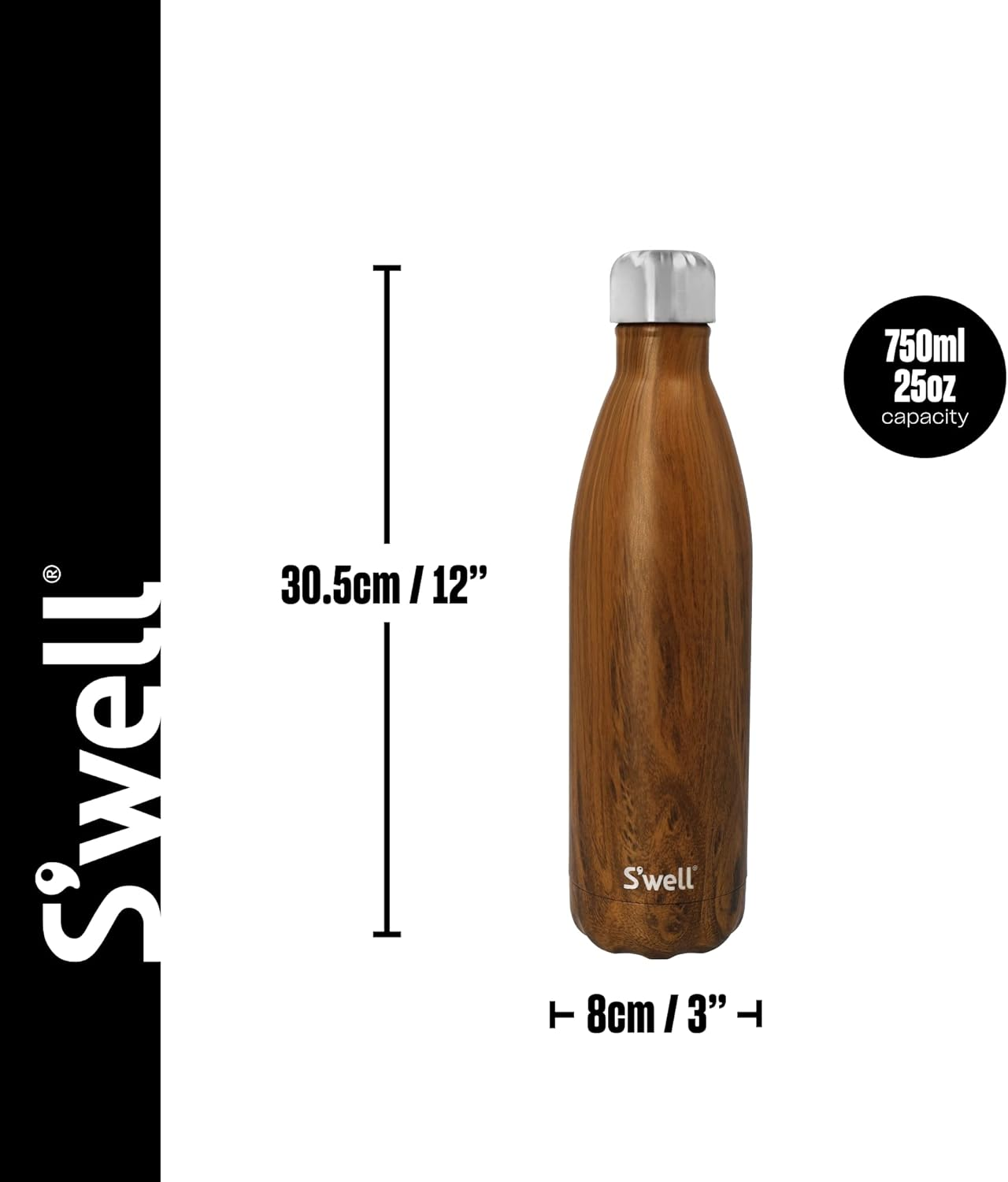 S'Well Insulated Water Bottle, Teakwood, 750 Ml Capacity image number 5