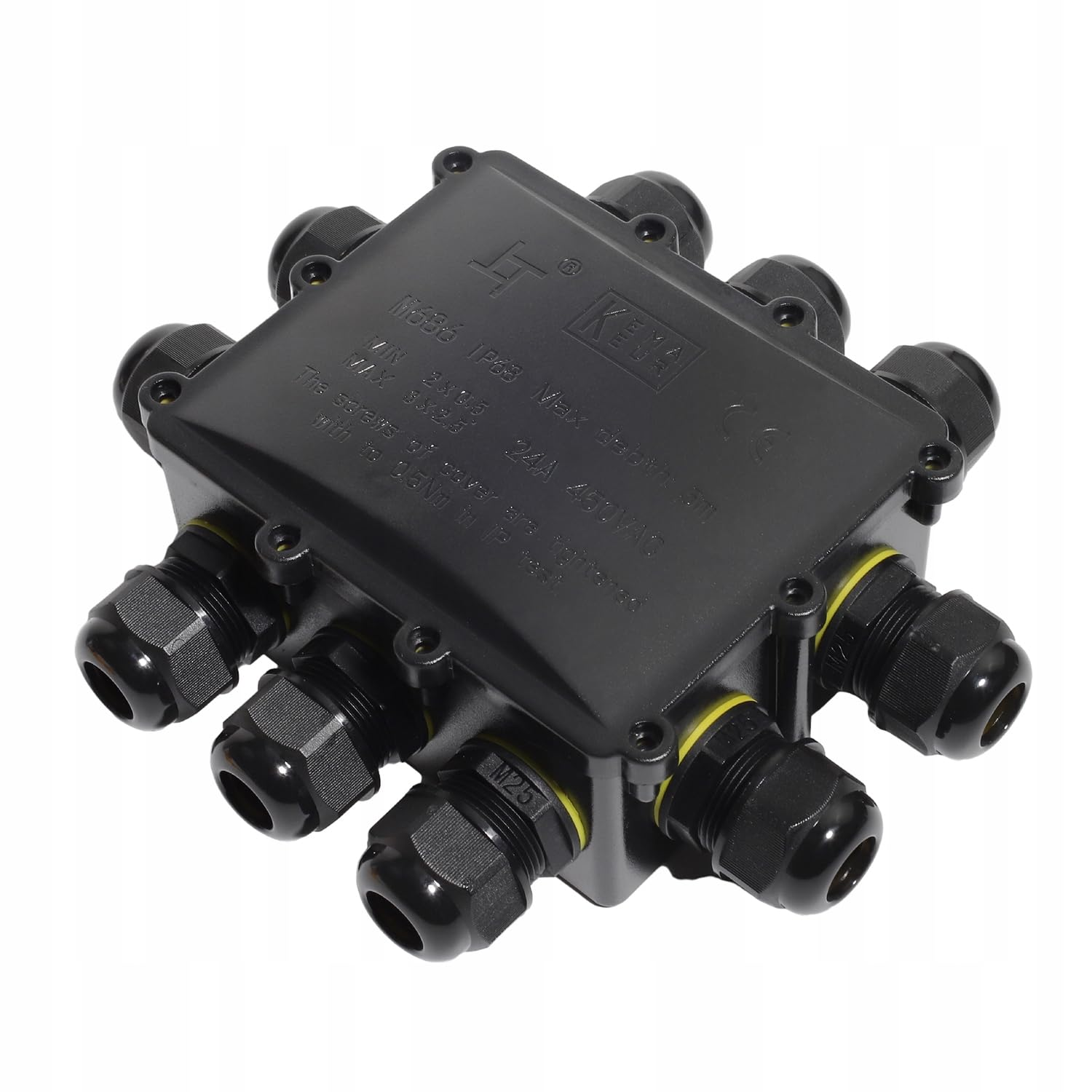 Aikoolwer Waterproof Junction Box External 10 Way with Cover Plastic Outdoor IP68 Cable Connector Lighting Electric External Coupler Cable Gland 4-14Mm image number 3