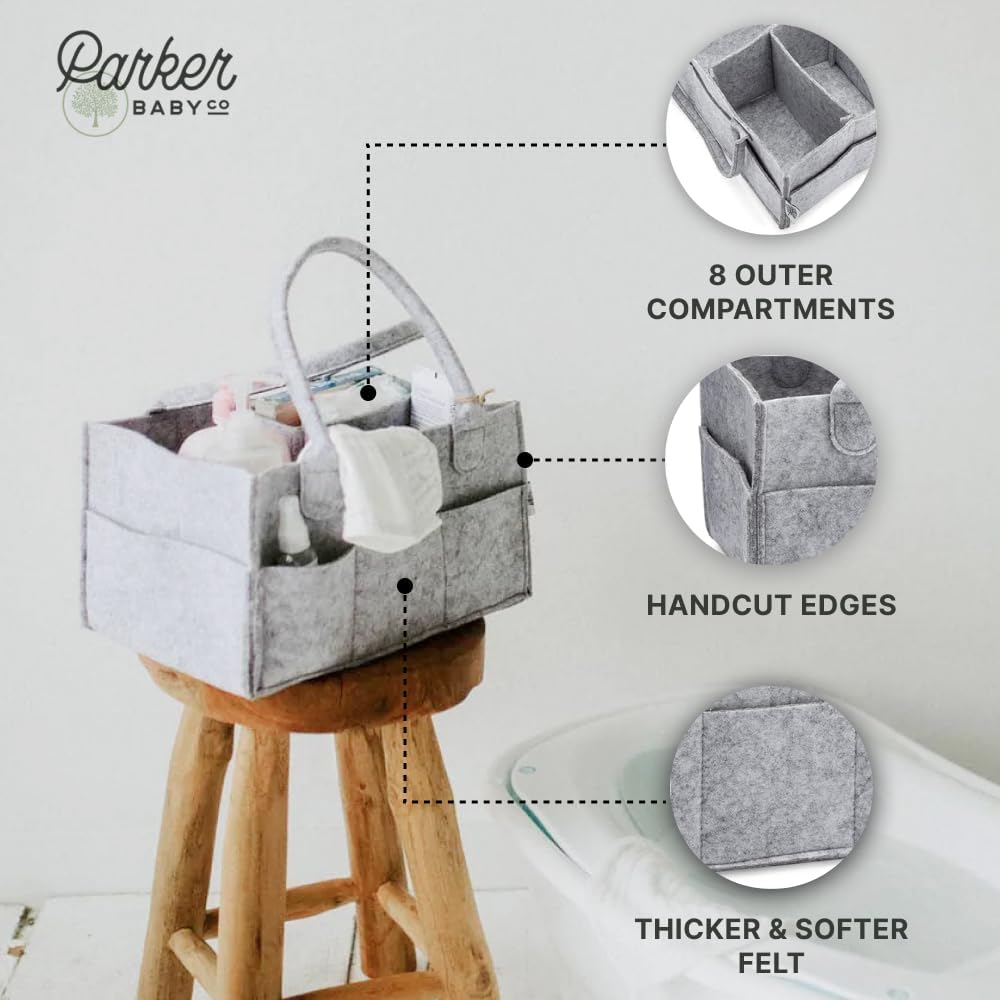 Parker Baby Diaper Caddy - Nursery Storage Bin and Car Organizer for Diapers and Baby Wipes image number 1