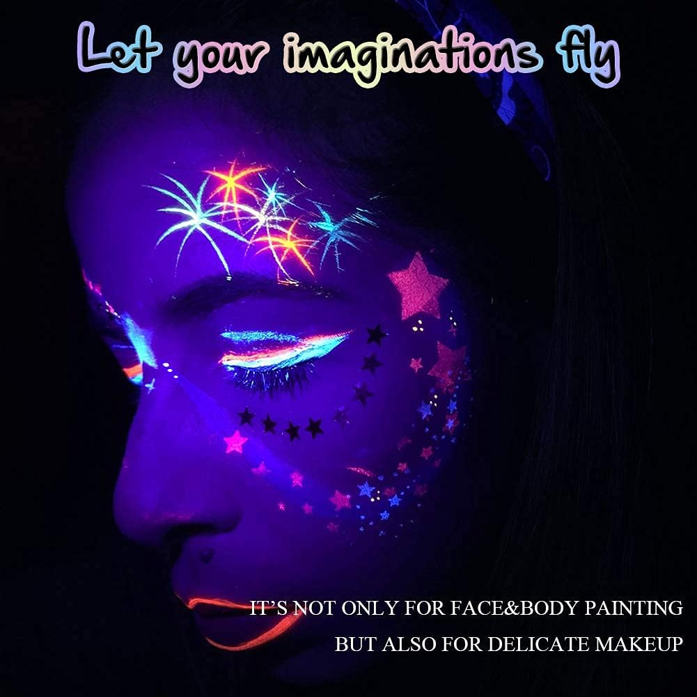 Bowitzki 50G Pastel Color Split Cake Water Activated Eyeliner UV Glow Graphic Eye Liner Hydra Liner Rainbow Face Body Paint Makeup image number 5