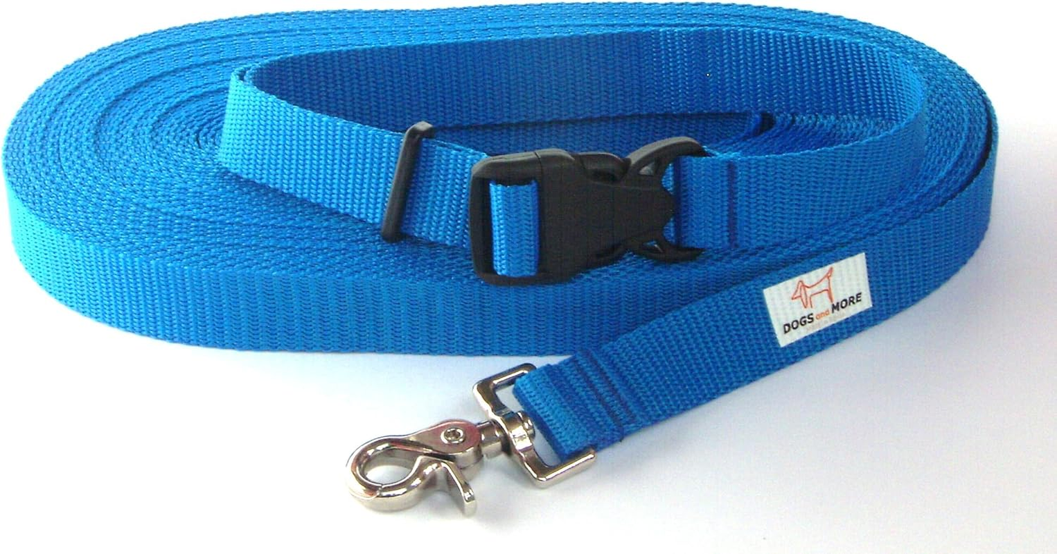 DOGS and MORE - Recall Lead with L&ouml;-Sbarer Hand Loop - Base 20 Metres (Blue; 25 Mm Wide) / Search Lead/Field Lead image number 2