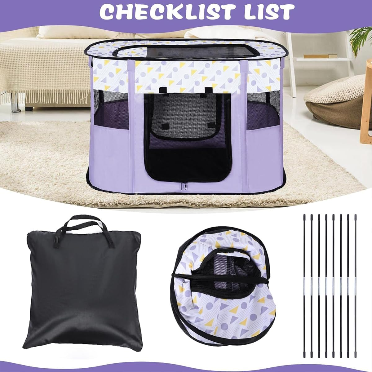 AIMALL Foldable Pet Playpen, Portable and Durable Cat and Dog Kennel with Waterproof Oxford Fabric, Available in M, L, XL - Cyan-L image number 2