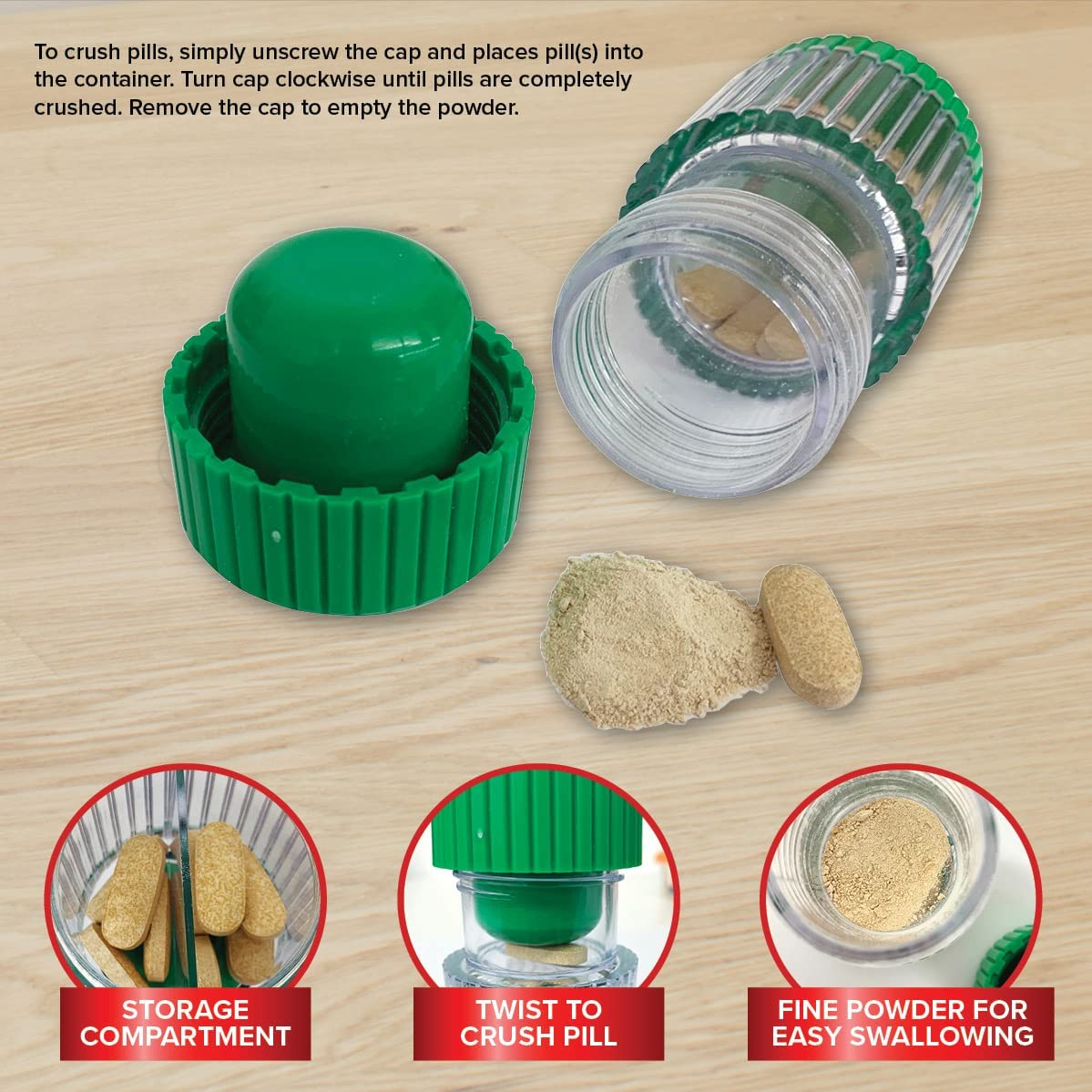 1St Care Pill Crusher, 4.5 Cm X 8.5 Cm Size, Green image number 2
