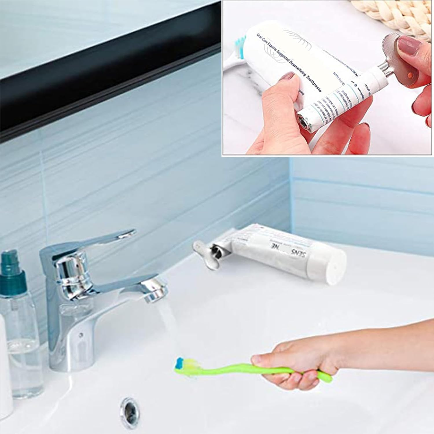 Metal Toothpaste Squeezer, Toothpaste Tube Roller Squeezer Tool for Easy Dispensing image number 6