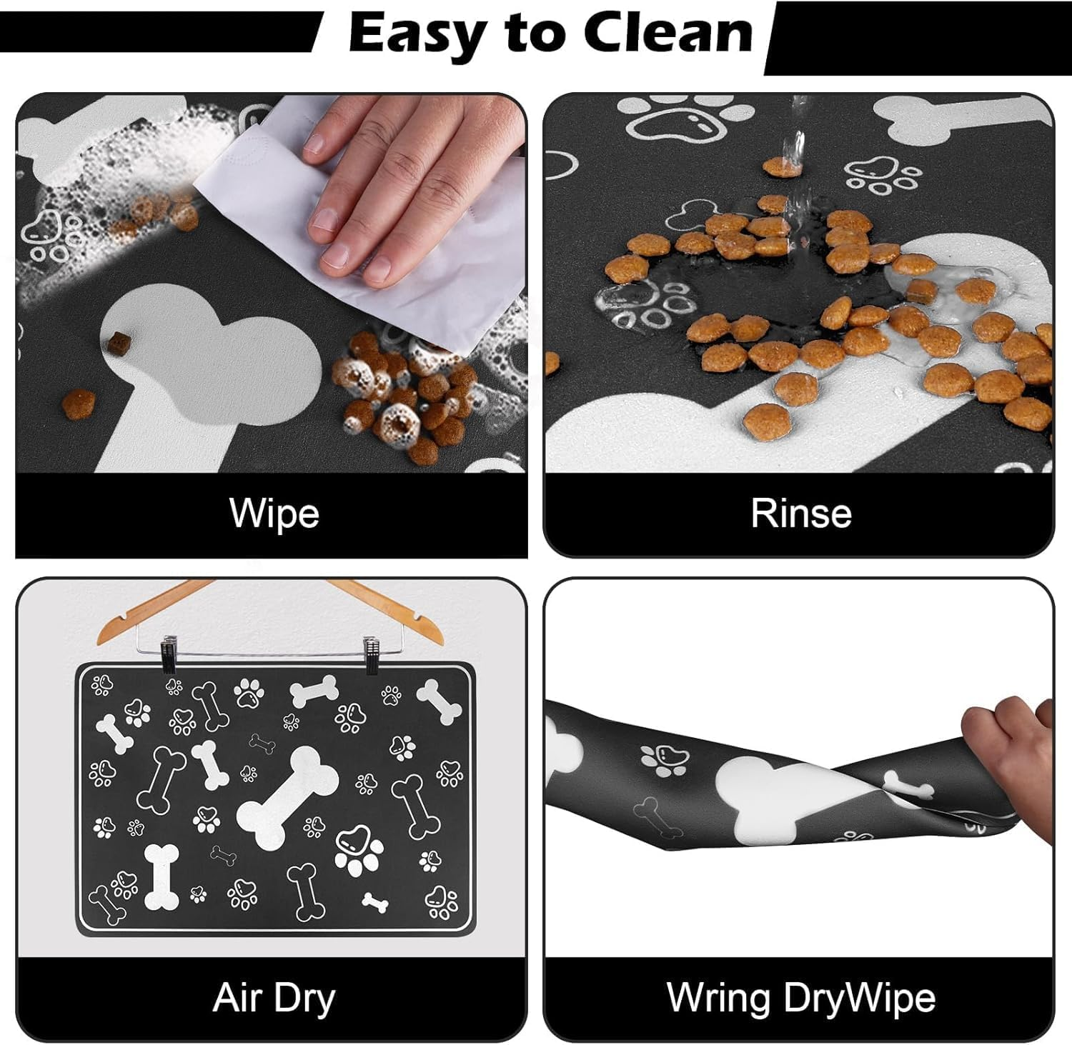 Caiyloxn Dog and Cat Bowl Mat 50 X 30 Cm Non-Slip Feeding Mat Cat Waterproof Dog Bowl Mat for Pets image number 2