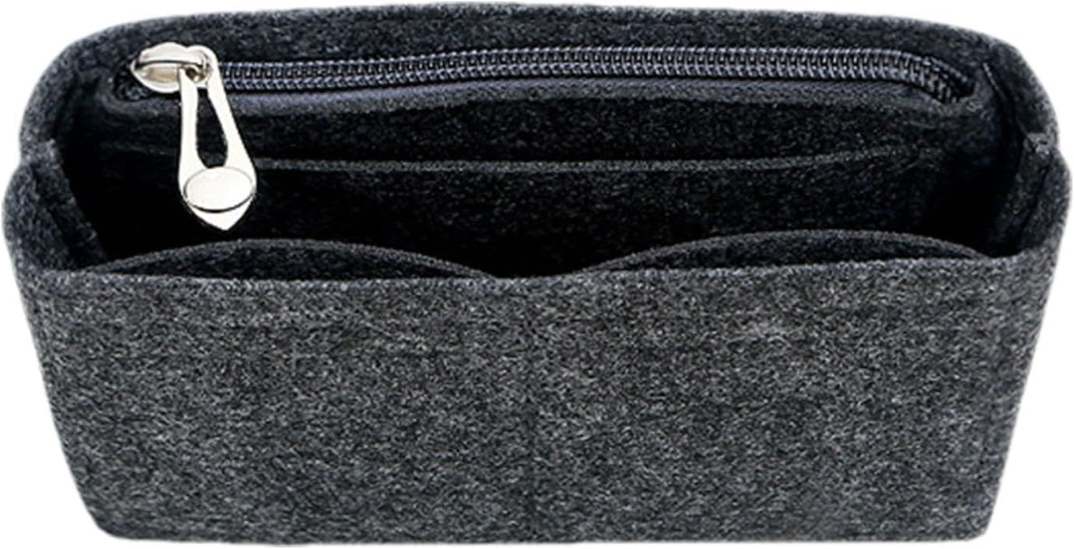 Daooibpa Bag Insert Organizer, Felt Purse Insert Organizer with Zipper, Tote Liner Insert, Multi-Pocket Felt Handbags Organizer for Insert Wallet Organizer image number 6