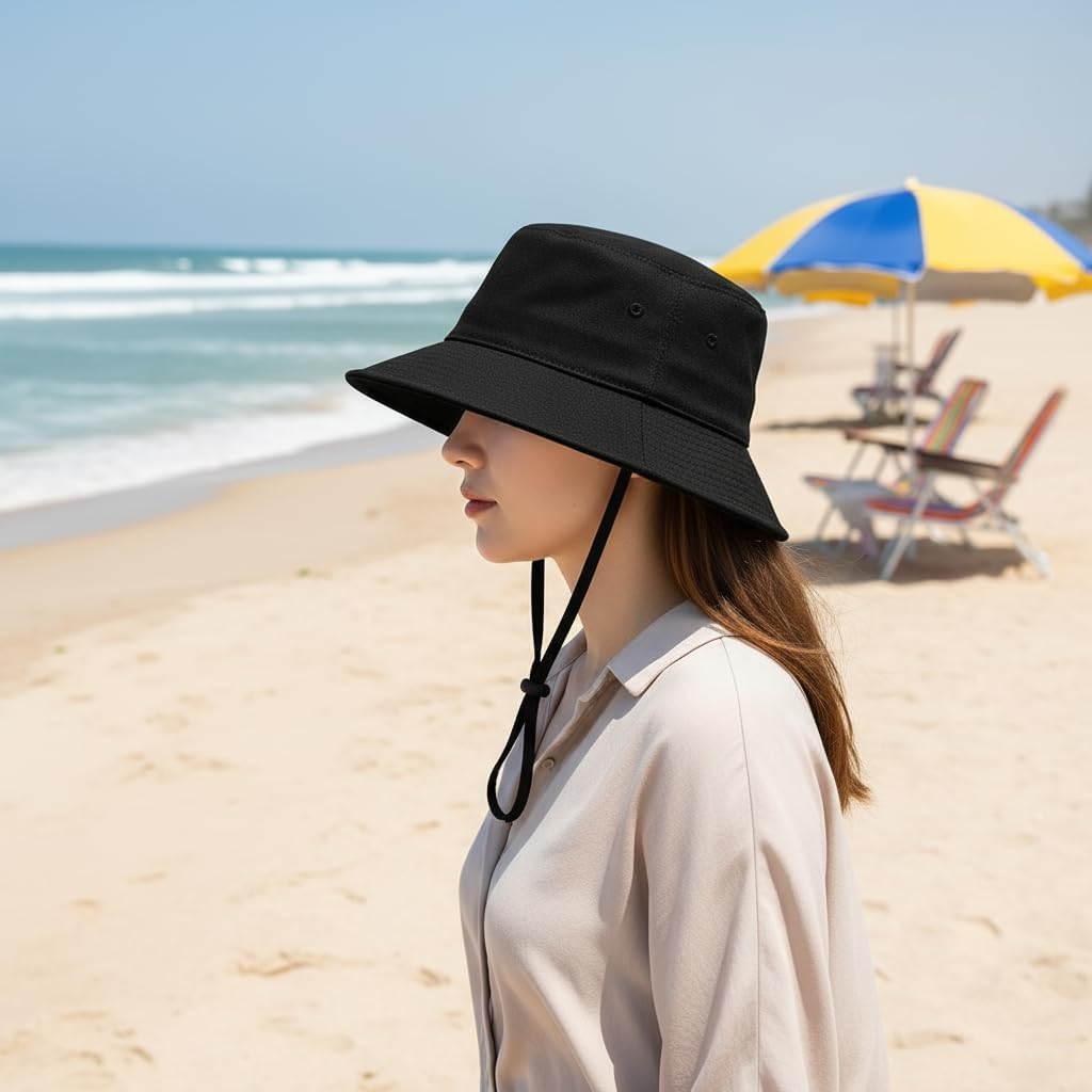 Ruibex Women'S Bucket Hat for Sun Protection, Lightweight & Packable for Travel, Outdoor, Beach, Hiking, Camping （Black） image number 1