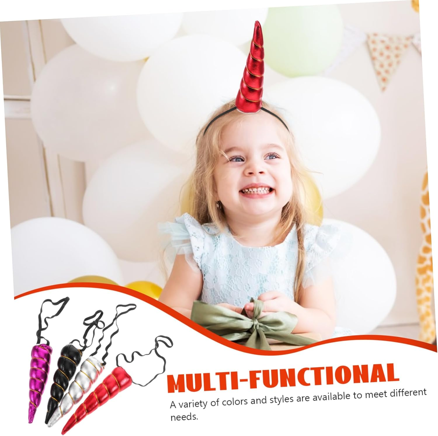 Ipetboom 4Pcs Unicorn Horn Headband Animal Ears Headband Princess Birthday Party Supplies Stylish Hair Accessories image number 5