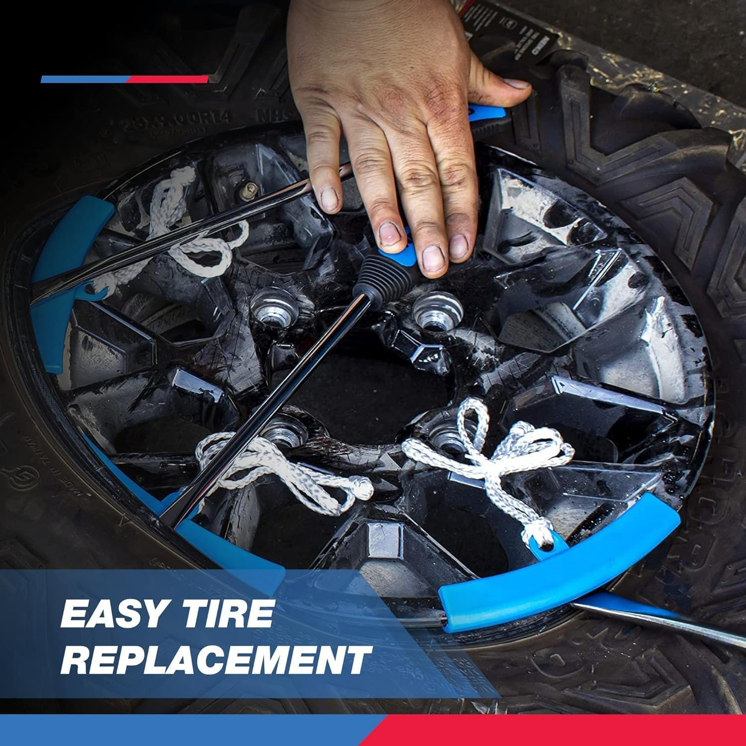 NEIKO 20601A 14.5&rdquo; Steel Tire Spoons Tool Set, Tire Tools Include 3 Piece Tire Spoons, 3 Piece Rim Protector, Valve Tool, 6 Piece Valve Cores, Motorcycle Tire Changer, Dirt Bike Tire Levers image number 1