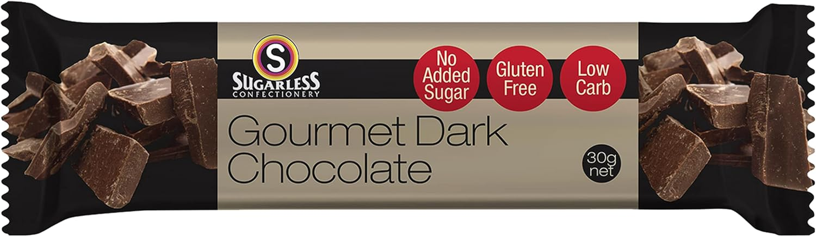 Sugarless Confectionery Dark Chocolate Snack Bar 30G image number 1