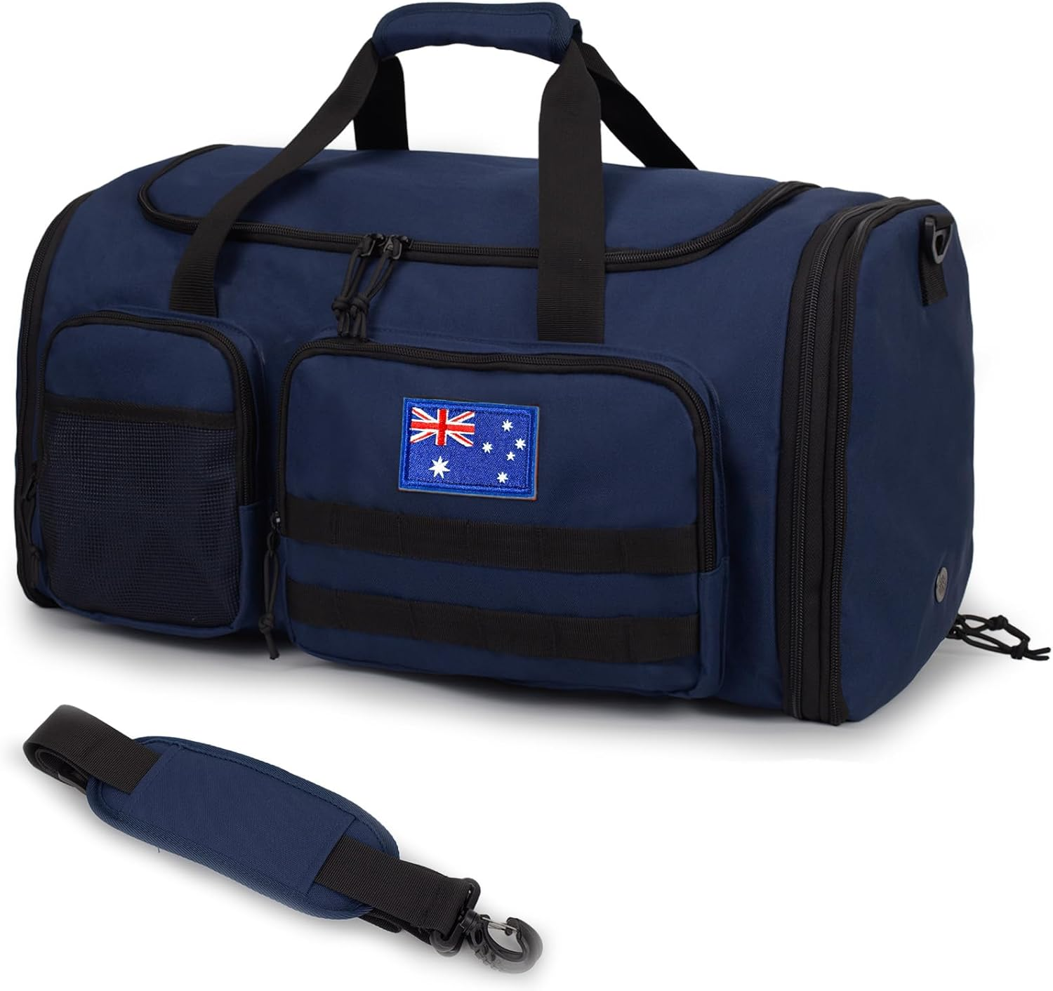 Tactical Duffle Bag for Travel Expandable 52L Large Duffle Bag for Men Gym Duffel with Wet Pocket Multi-Functional Carry on Bags Weekender Overnight Bag Organizer Duffel Bag for Travel