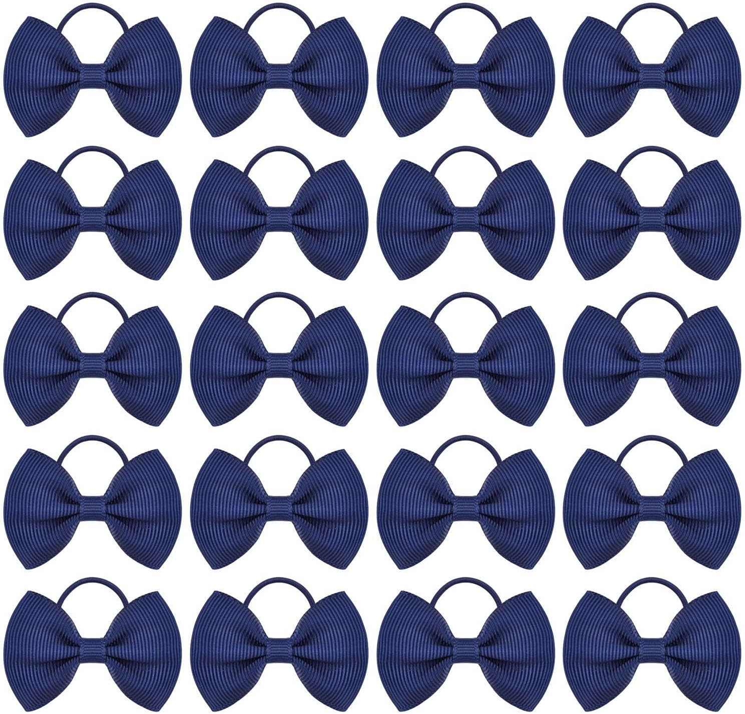 20 Pieces Navy Blue Hair Bobbles with Bow Kids Hair Ties Girls Hair Accessories Elastic Hair Bobbles Hair Accessories School Hair Accessories image number 5