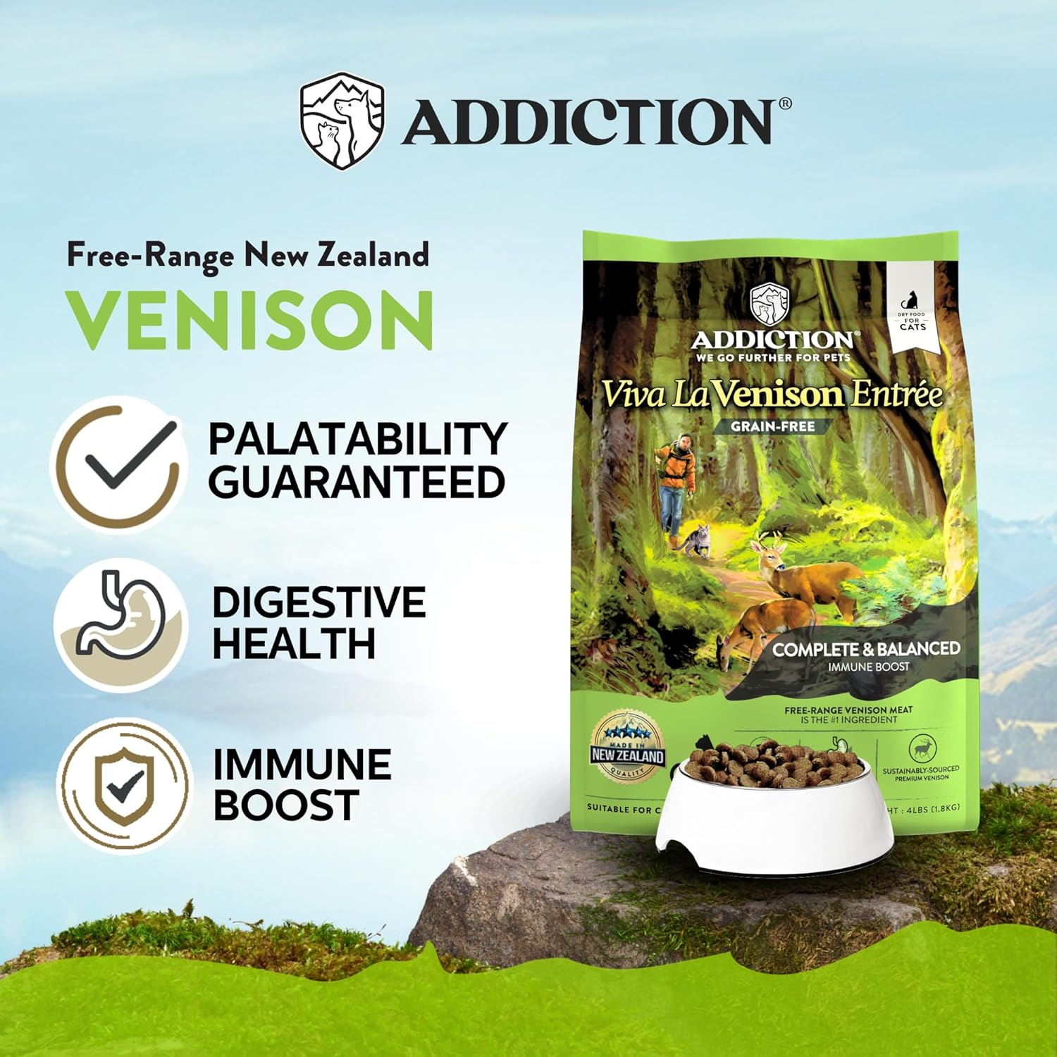Addiction Viva La Venison Grain Free Dry Cat Food 4 Lb. image number 6