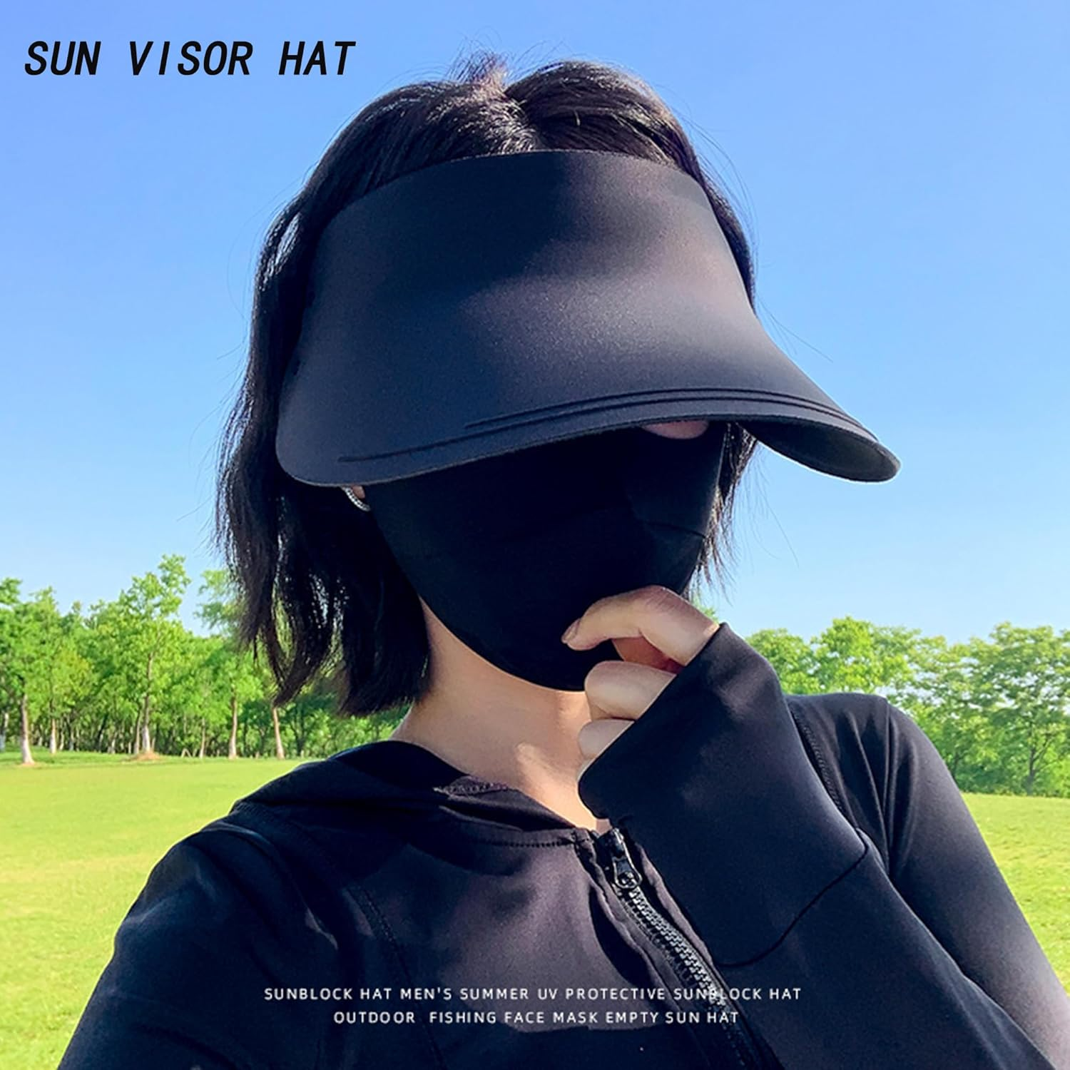 HOIROJEK Sun Hat for Women Men Sun Visors Cooling Hat Packable Wide Brim Ponytail Hat for Golf Tennis Running