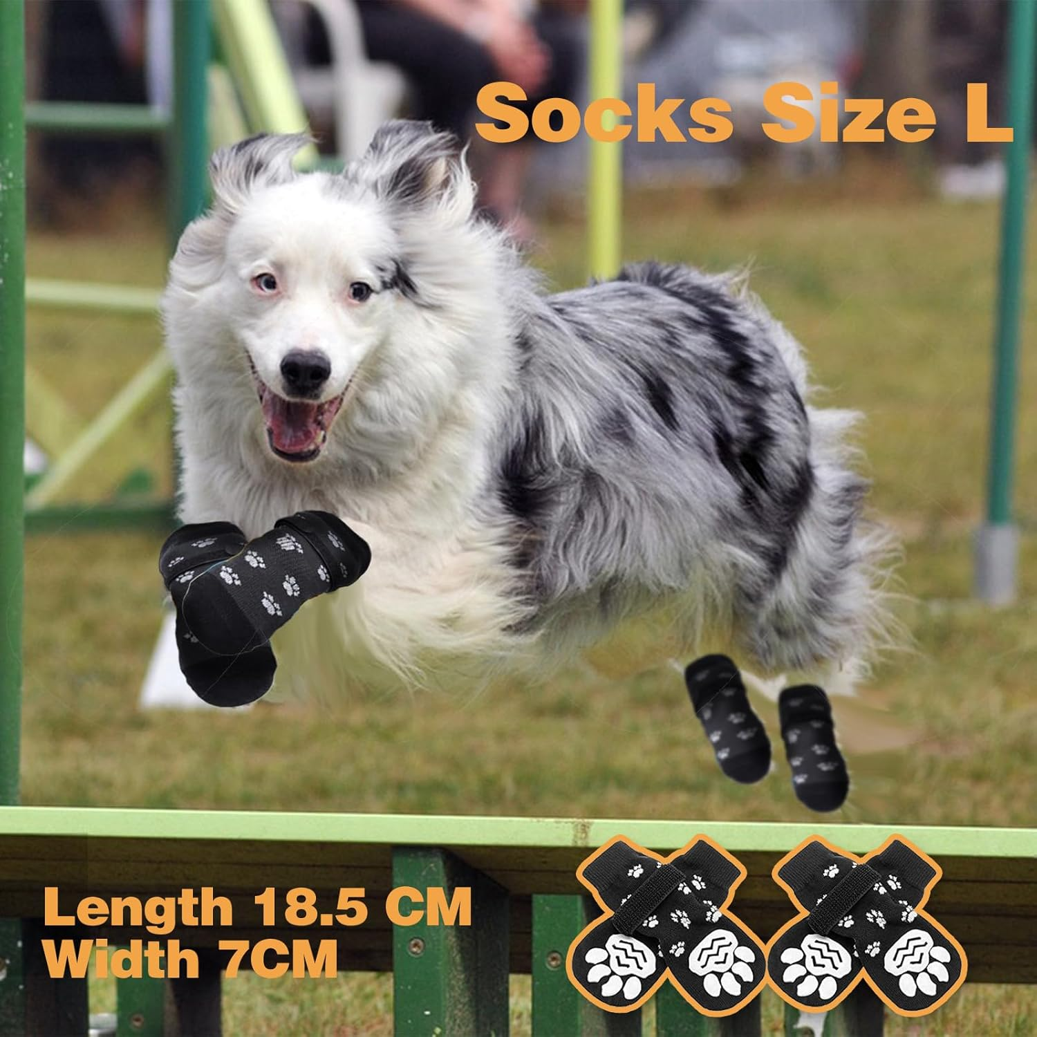 Dog Socks Non-Slip 2 Pairs for Medium Large Dogs, Non-Slip Dog Shoes for Hardwood Floors, against Paw Licking and Slipping, with Velcro Fastening, Paw Protection for Dogs, L image number 3