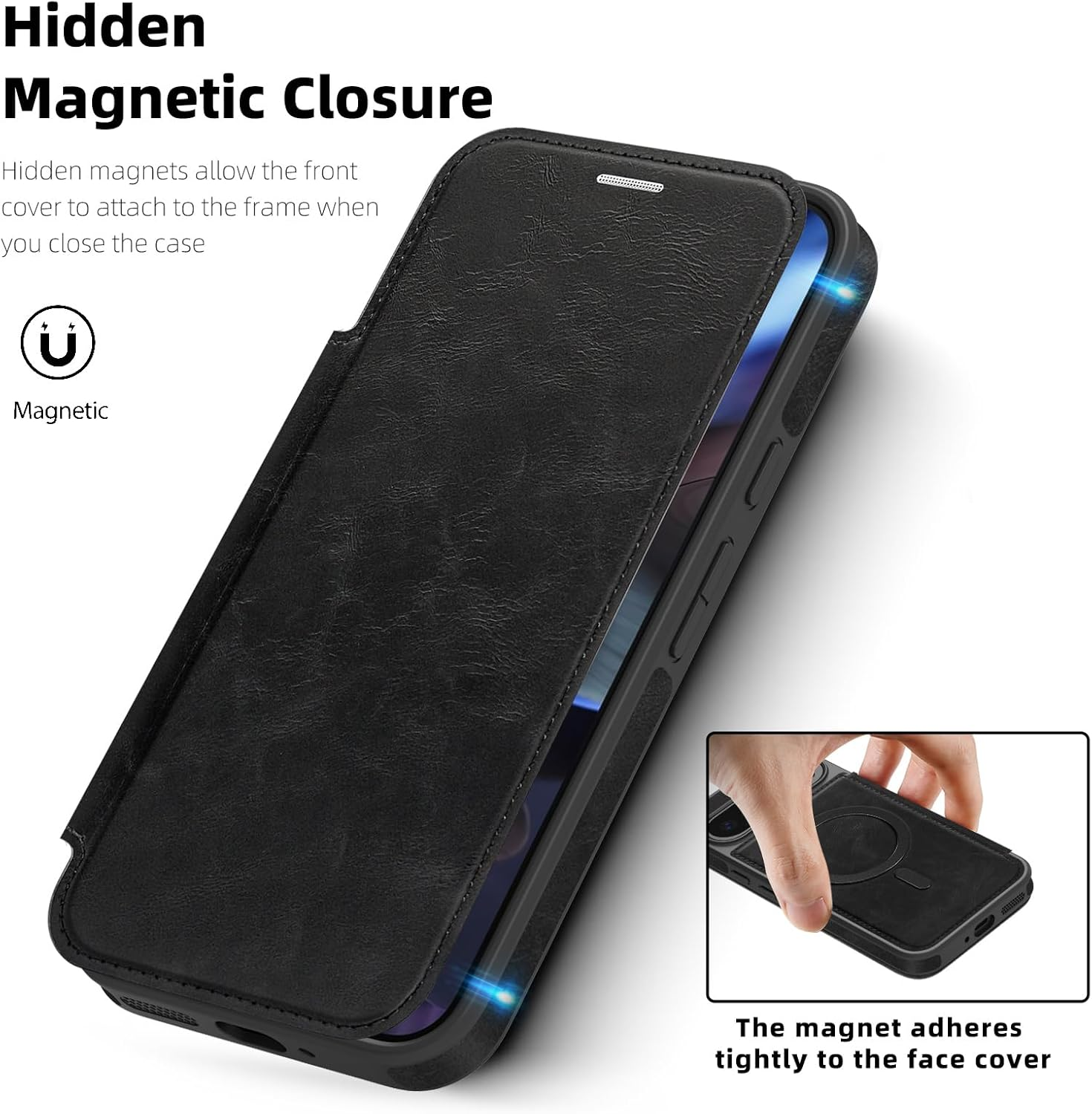 QYFCOU Case for Google Pixel 10 Pro XL Flip Case Compatible with Magsafe, PU Leather Wallet Phone Case with Card Slot and RFID Protection - Black image number 7