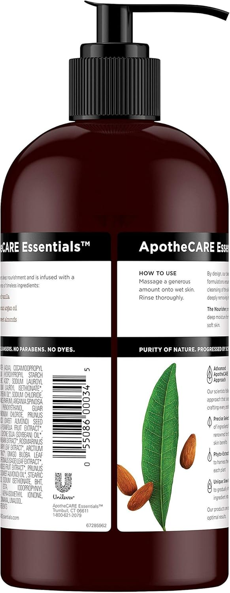Apothecare Essentials the Nourisher Body Wash, Vanilla, Argan Oil, Sweet Almond, 16 Oz image number 1