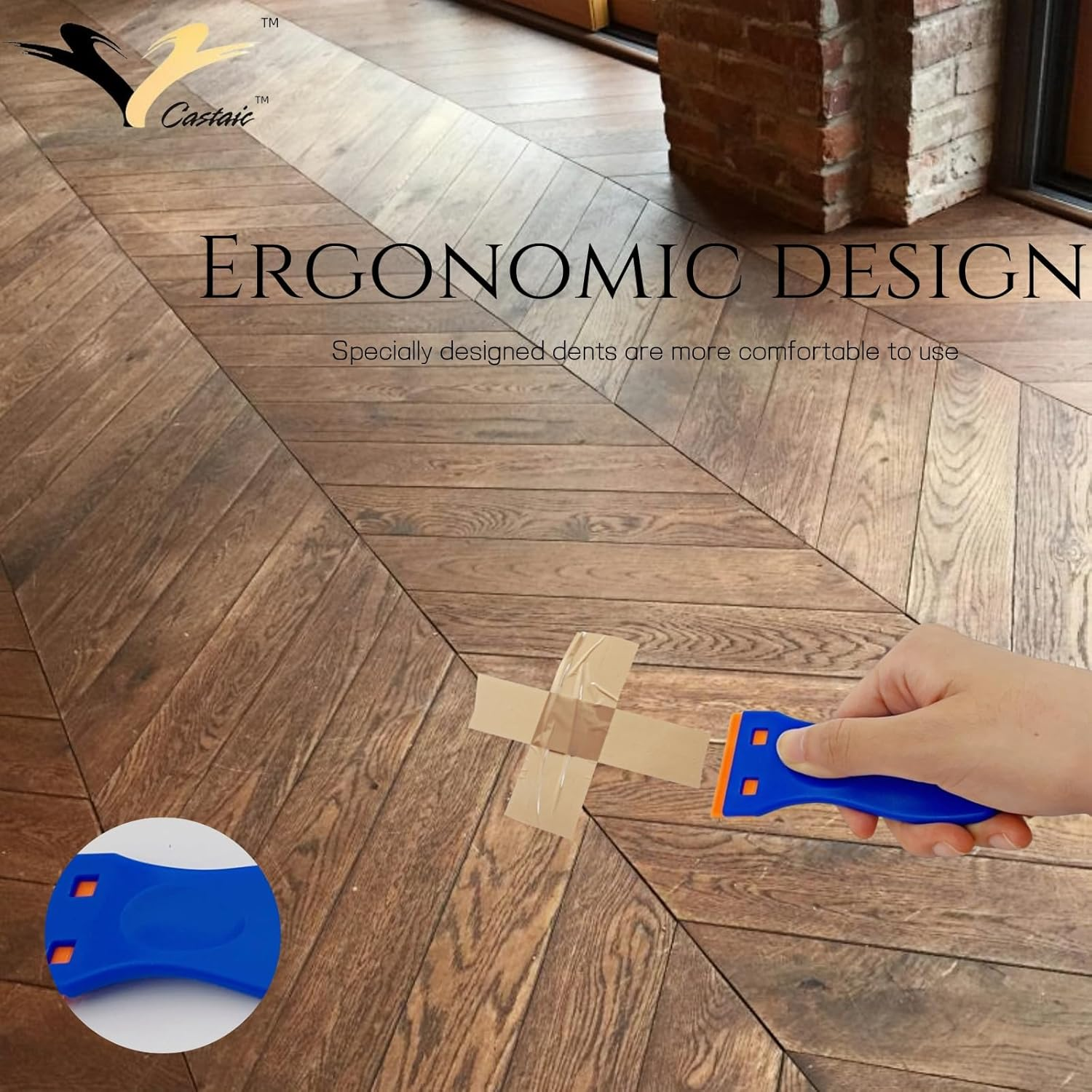 Castaic Plastic Razor Blade Scraper Tool,2Pcs Scraper Tool with 100PCS Plastic Blades,Scratch-Free Plastic Scraper for Scraping Labels,Stickers and Decals from Glass, Doors,Windshields (Set 1) image number 2