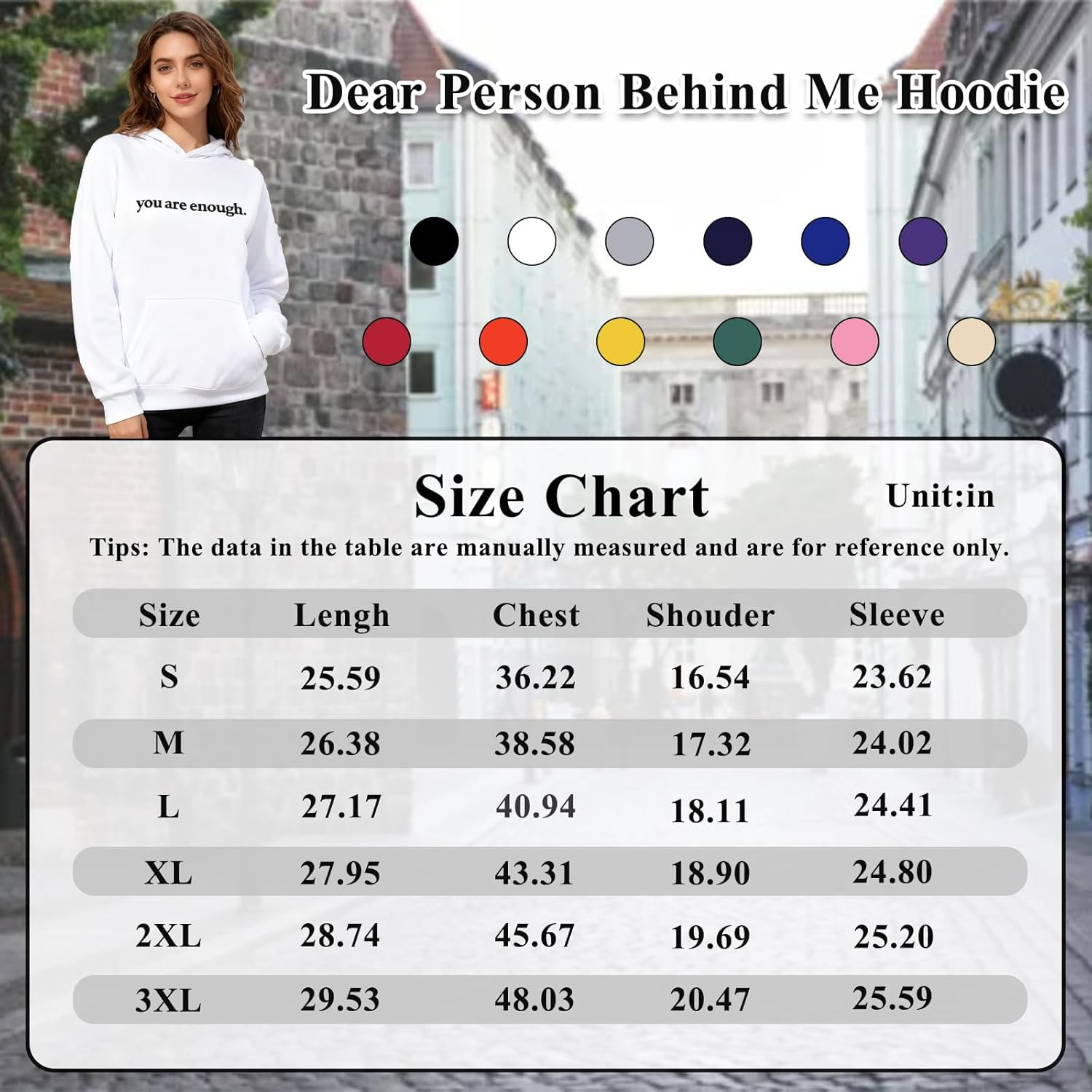 Dear Person behind Me Hoodie, You Are Enough Sweatshirt, Mental Health Hoodie, Fleece Lining, for Women & Men image number 2