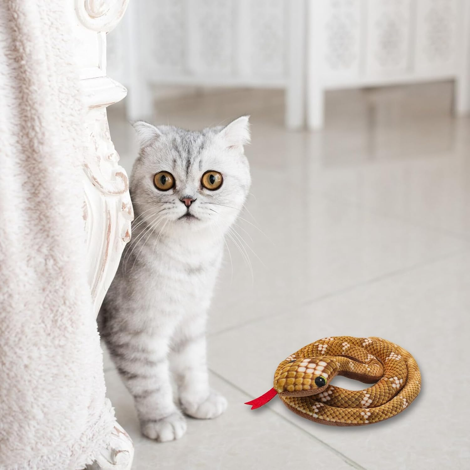 Andiker Cat Catnip Toy for Cats, 31 Inch Long Snake Catnip Toy with Crinkle Sound, Cat Interactive Toy, Plush Toy for Playing Cat Chew Toy (Green) - Green image number 6